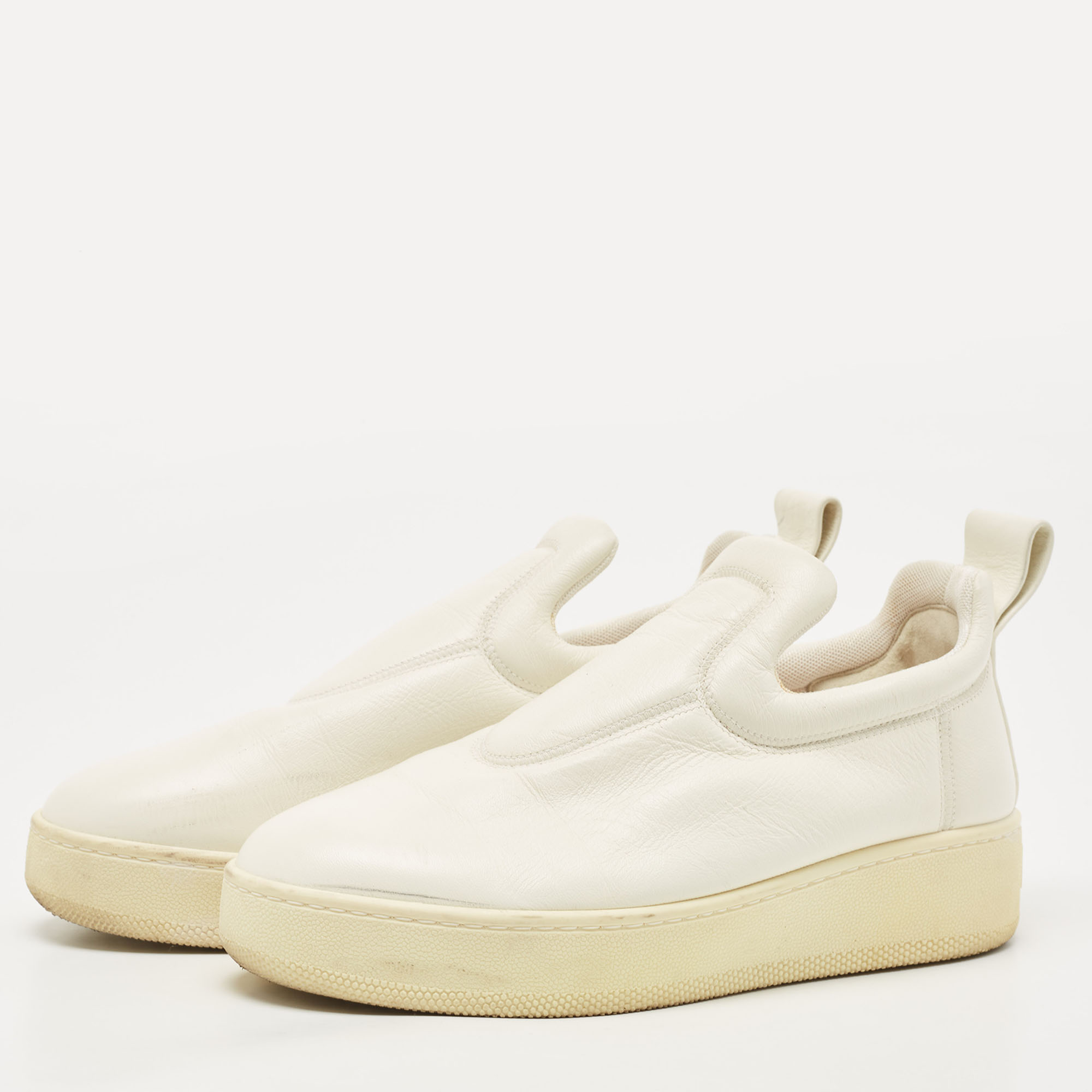 

Celine Off White Leather Slip On Sneakers Size