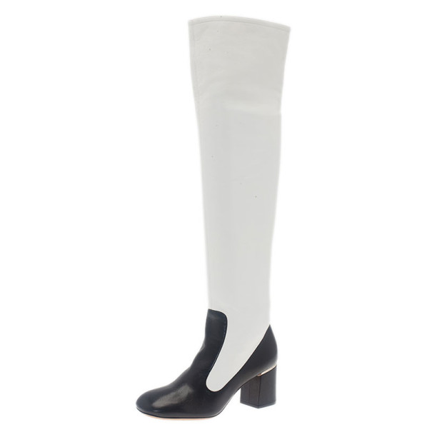 Celine Two Tone Leather Over The Knee Boots Size 38.5