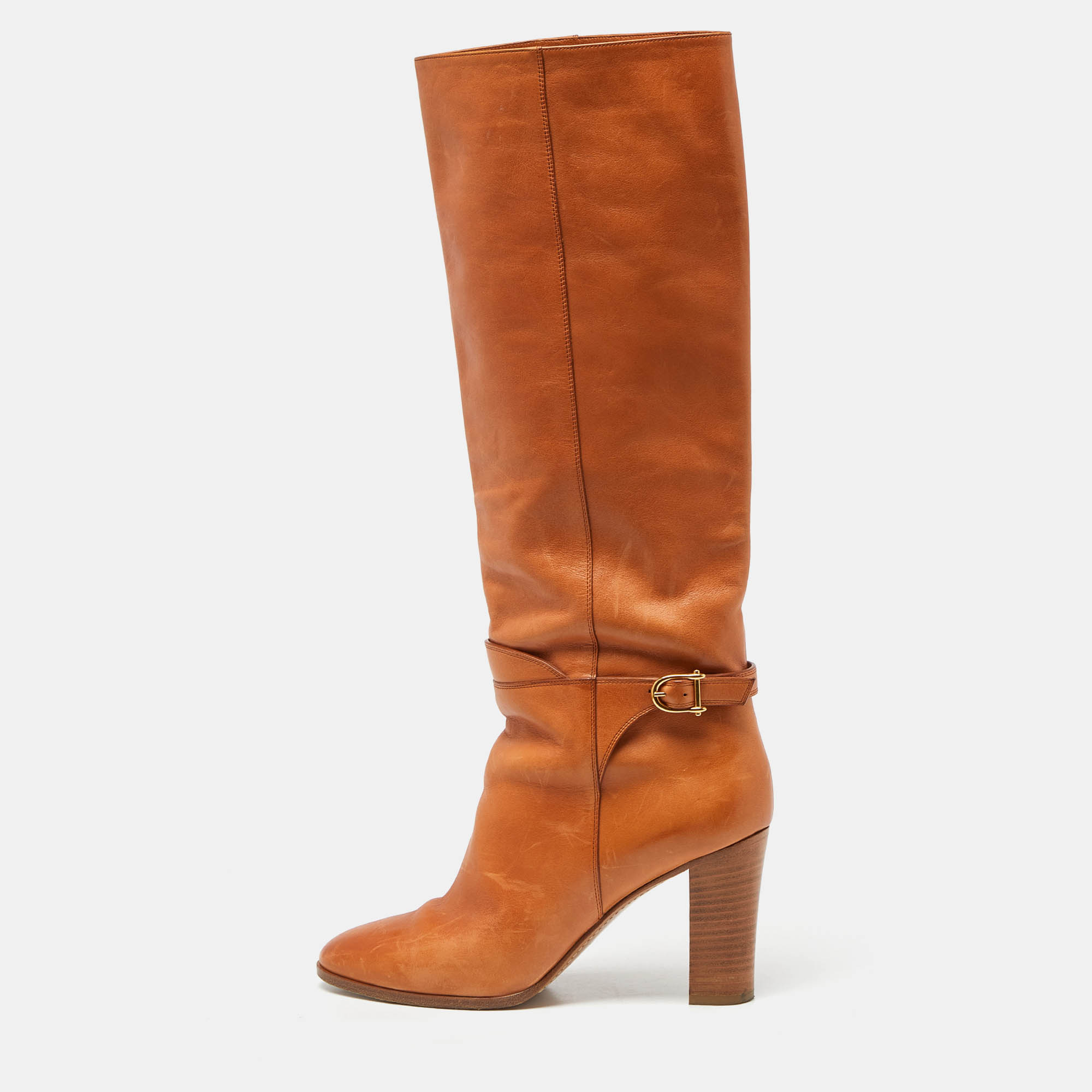 

Celine Brown Leather Knee Length Boots Size