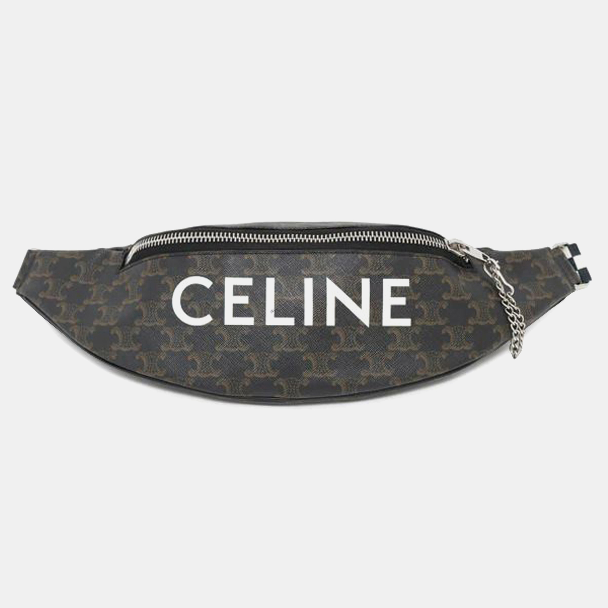 

Celine Brown Triomphe Coated Canvas Belt Bag