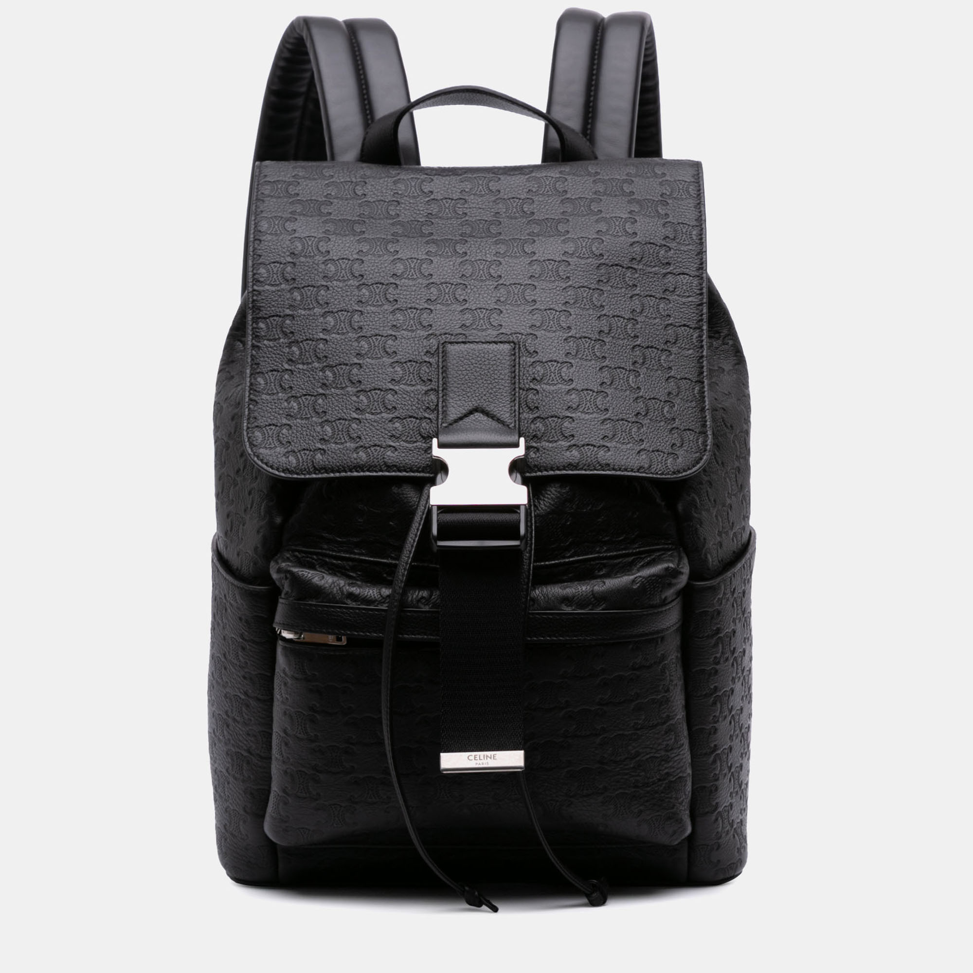 

Embossed Calfskin Triomphe Backpack, Black