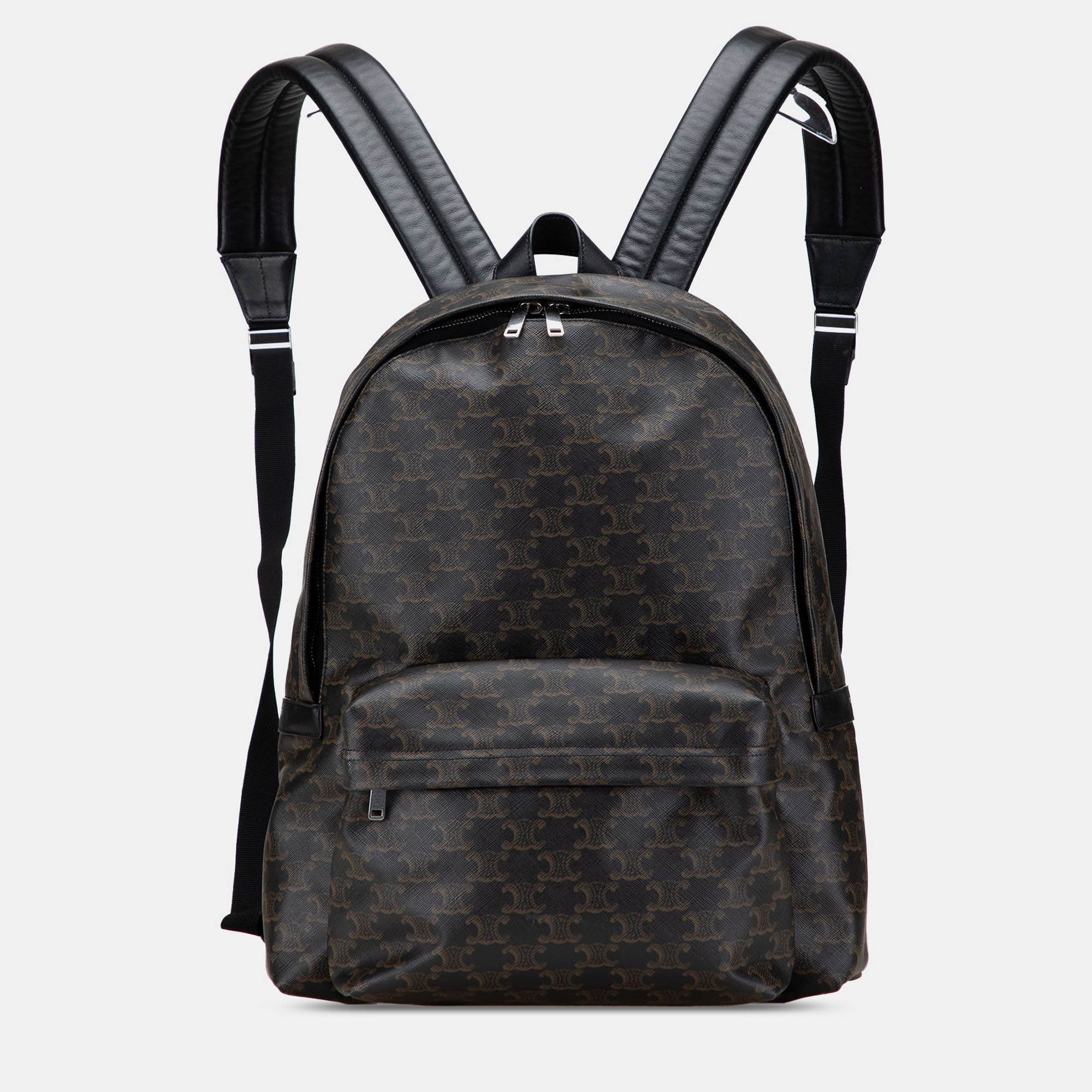 Pre-owned Celine Medium Triomphe Coated Canvas Backpack In Brown