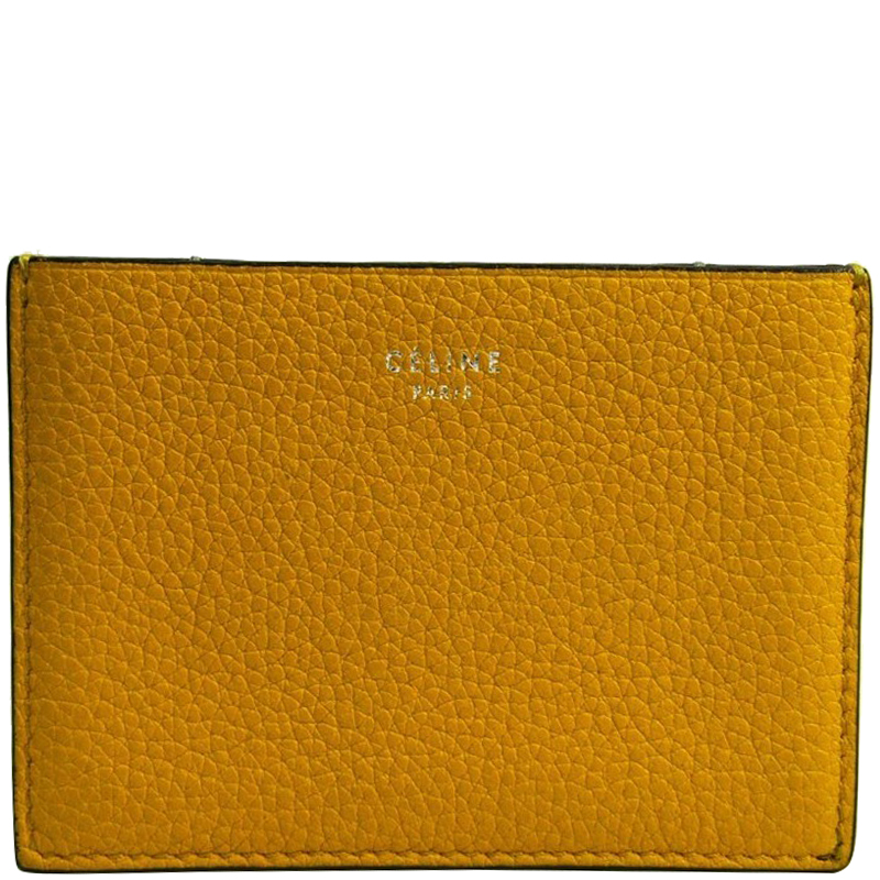 Pre Owned  حافظة بطاقات سيلين غوسيت جلد صفراء