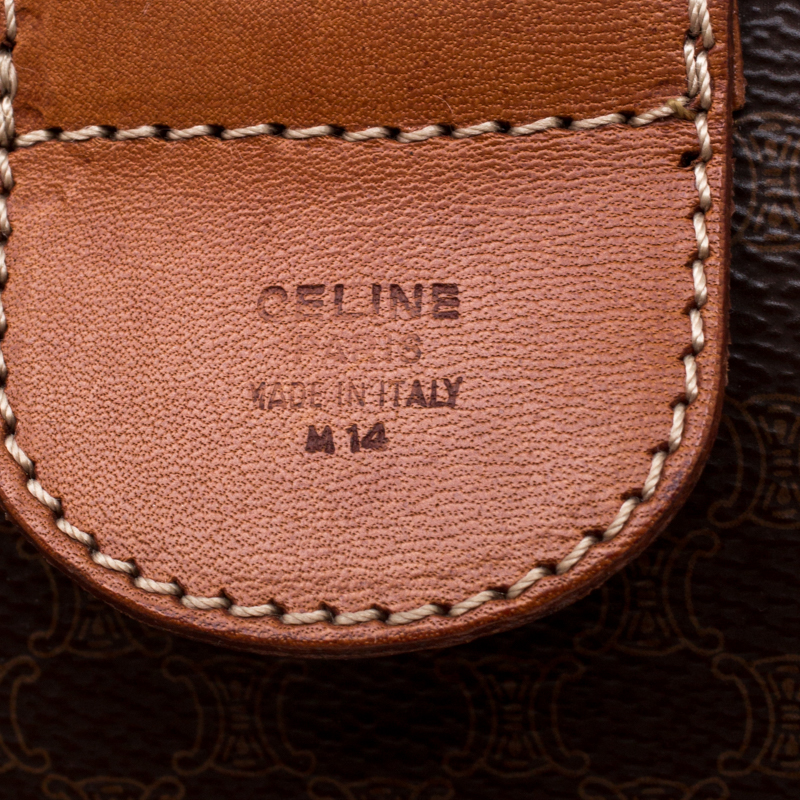 Céline Brown Macadam Coated Canvas and Leather Duffle Bag Celine