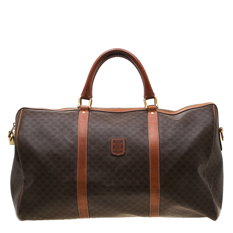 Céline Brown Macadam Coated Canvas and Leather Duffle Bag