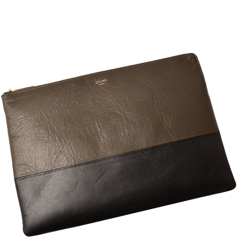 

Celine Bicolor Lambskin Leather Clutch Pouch Bag, Black