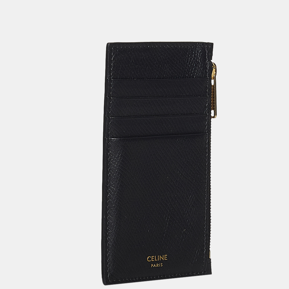 

Celine Black Leather Zip Card Holder