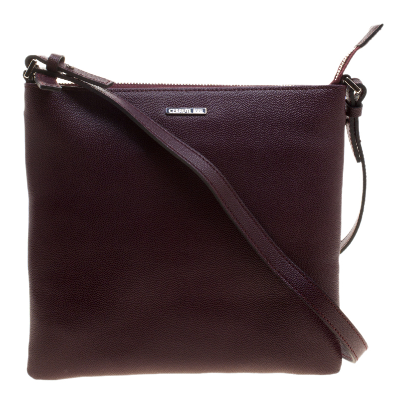 Pre Owned Cerruti 1881 Burgundy Leather Cerrutis Crossbody Bag