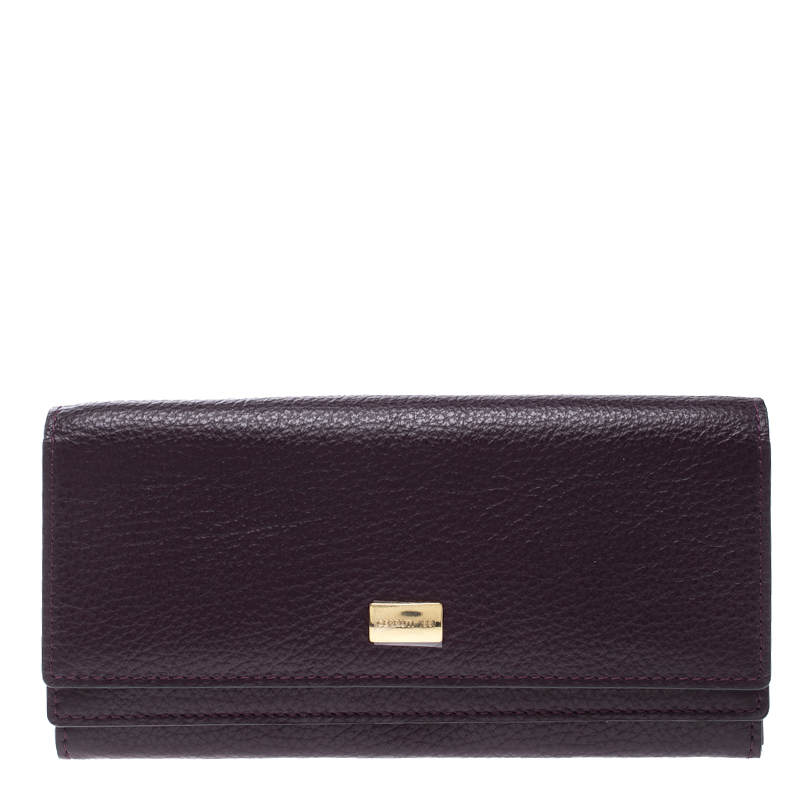Pre Owned Cerruti 1881 Purple Leather Cerrutis Flap Wallet