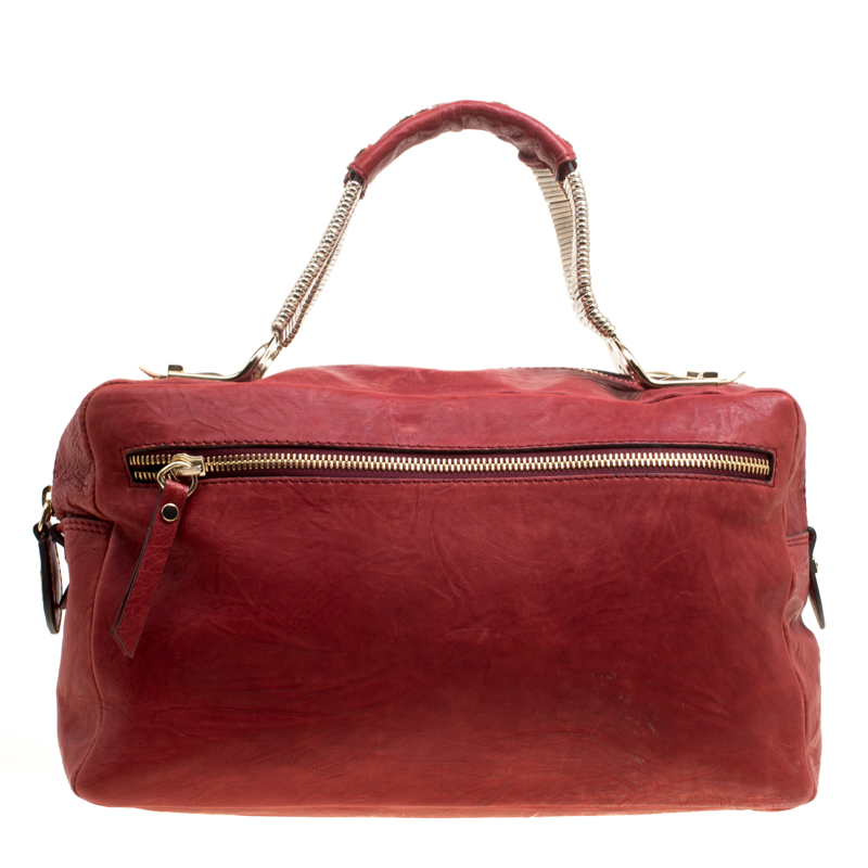 Cesare Paciotti Red Leather Satchel