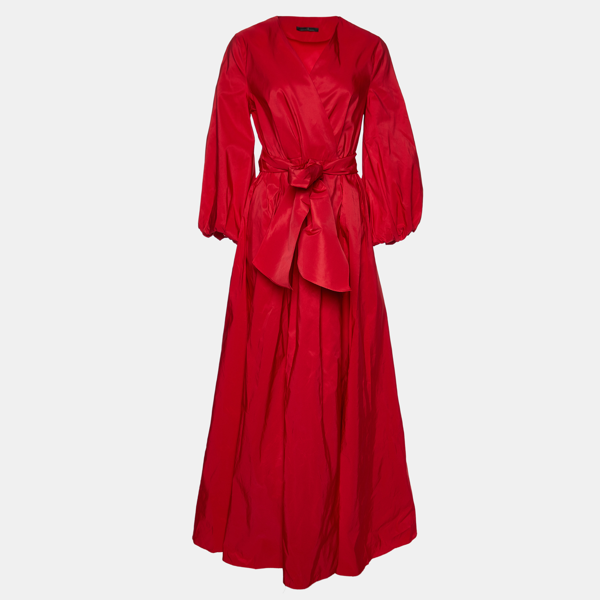 

CH Carolina Herrera Red Synthetic Wrap-Around Belted Maxi Dress S