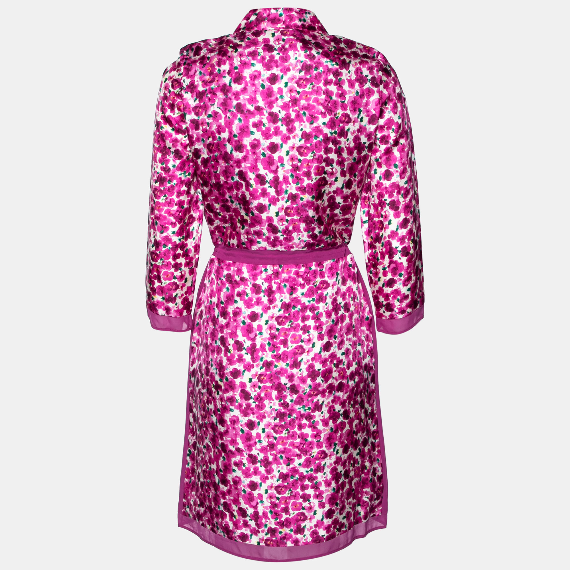 

CH Carolina Herrera Purple Floral Printed Silk Shirt Dress