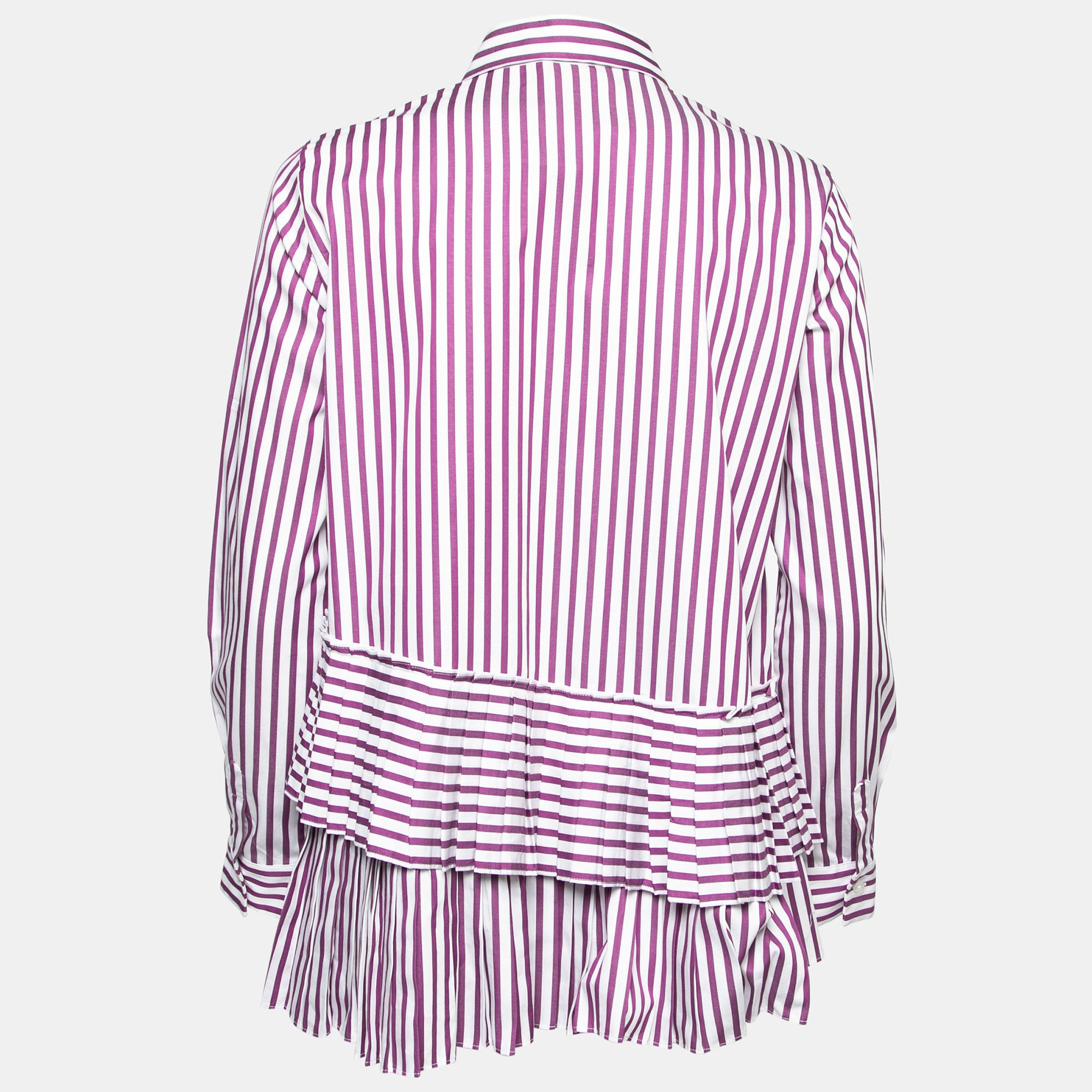 

CH Carolina Herrera Purple Striped Cotton Pleated Shirt