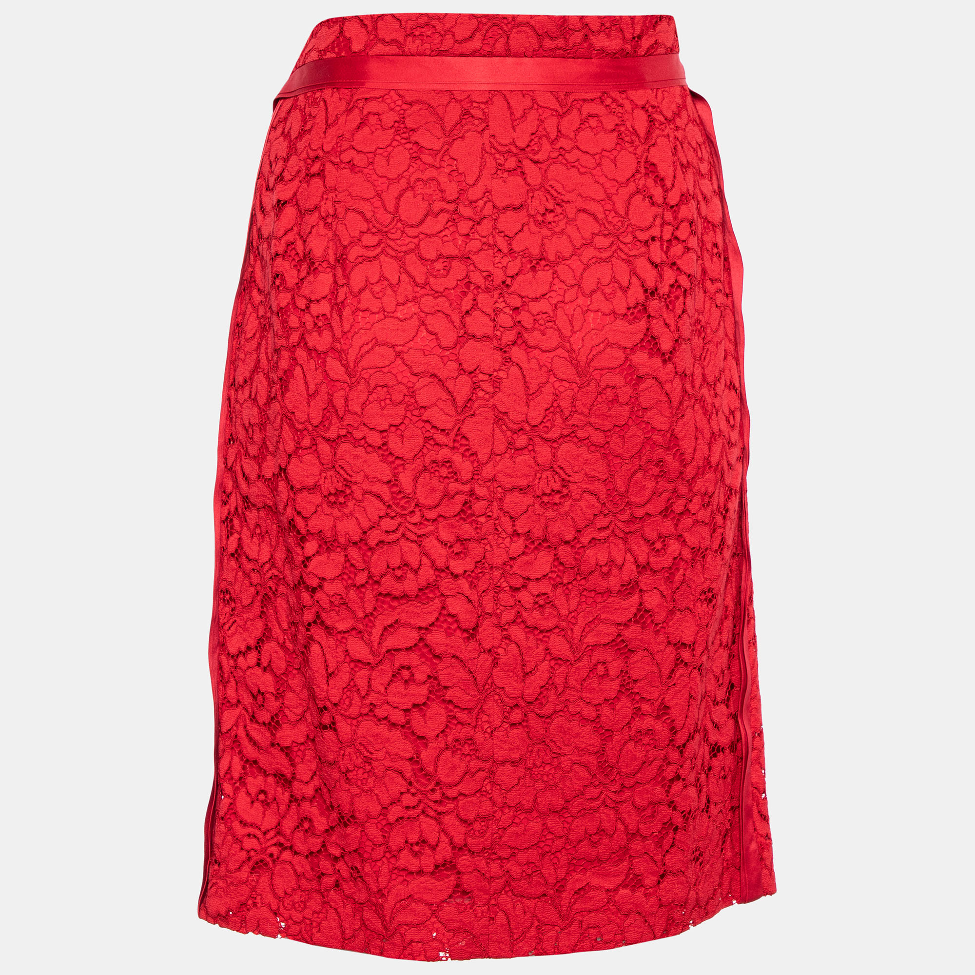 

CH Carolina Herrera Red Lace Trim Detail Mini Skirt