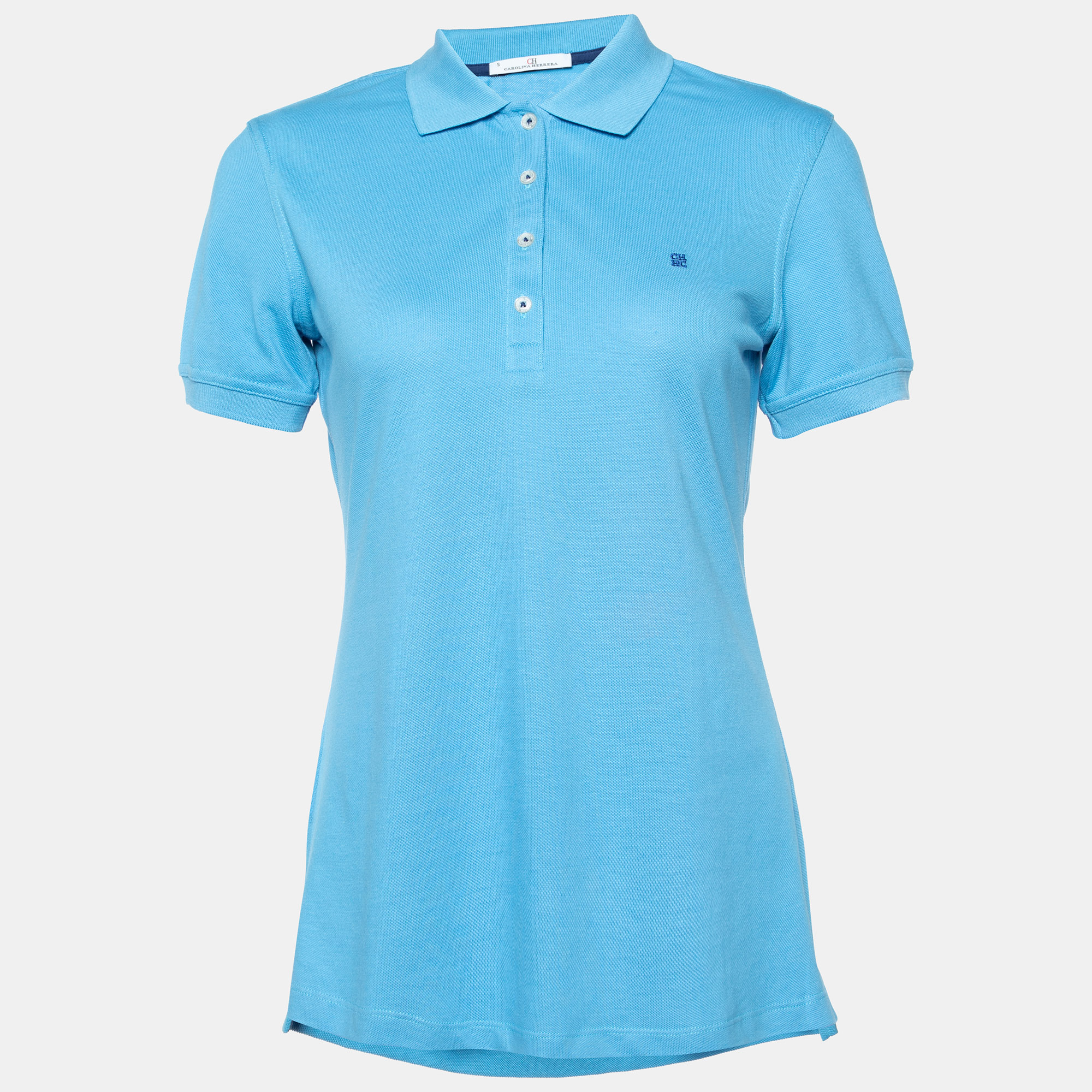 Pre-owned Ch Carolina Herrera Blue Cotton Pique Polo T-shirt S