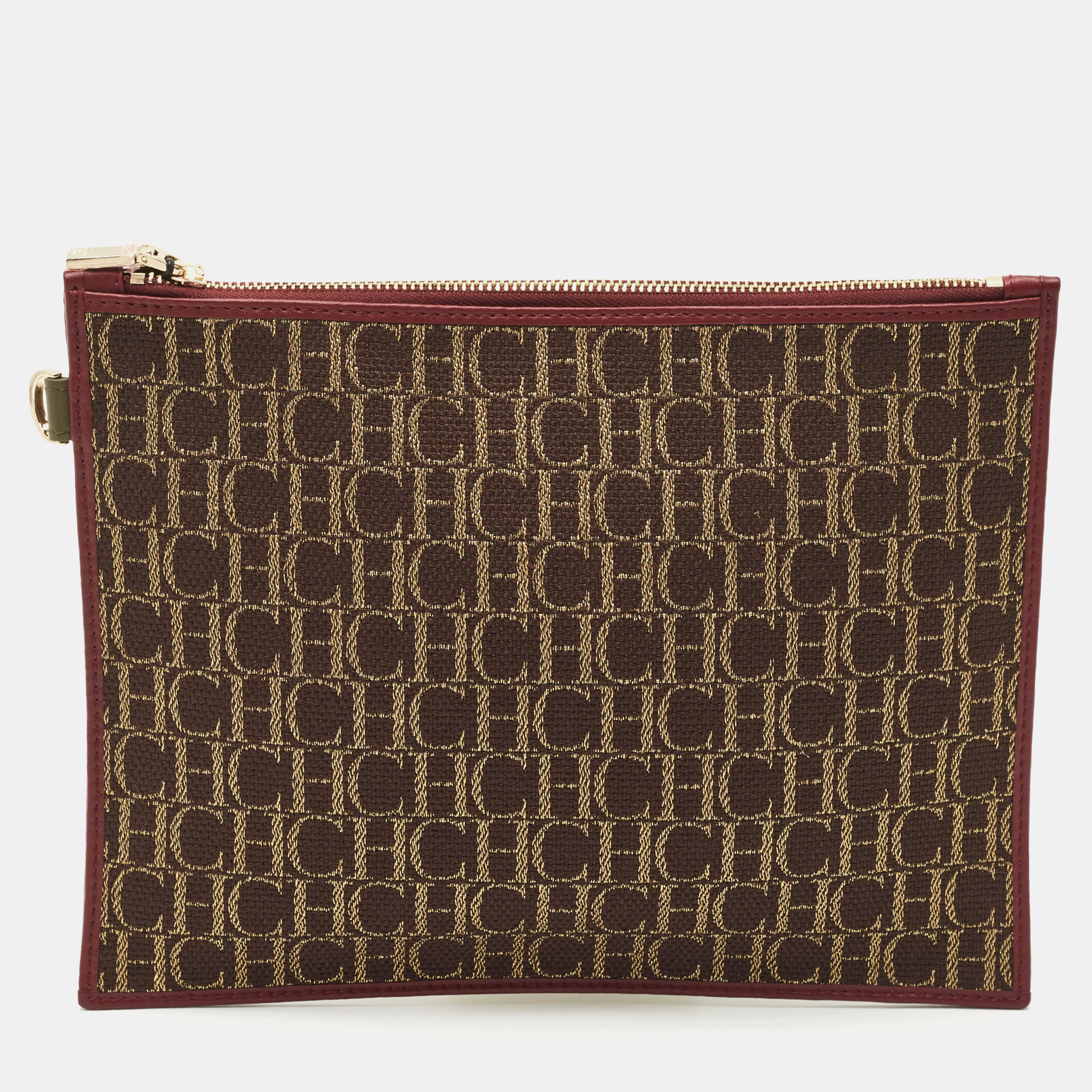 

CH Carolina Herrera Brown/Gold Monogram Canvas Pouch