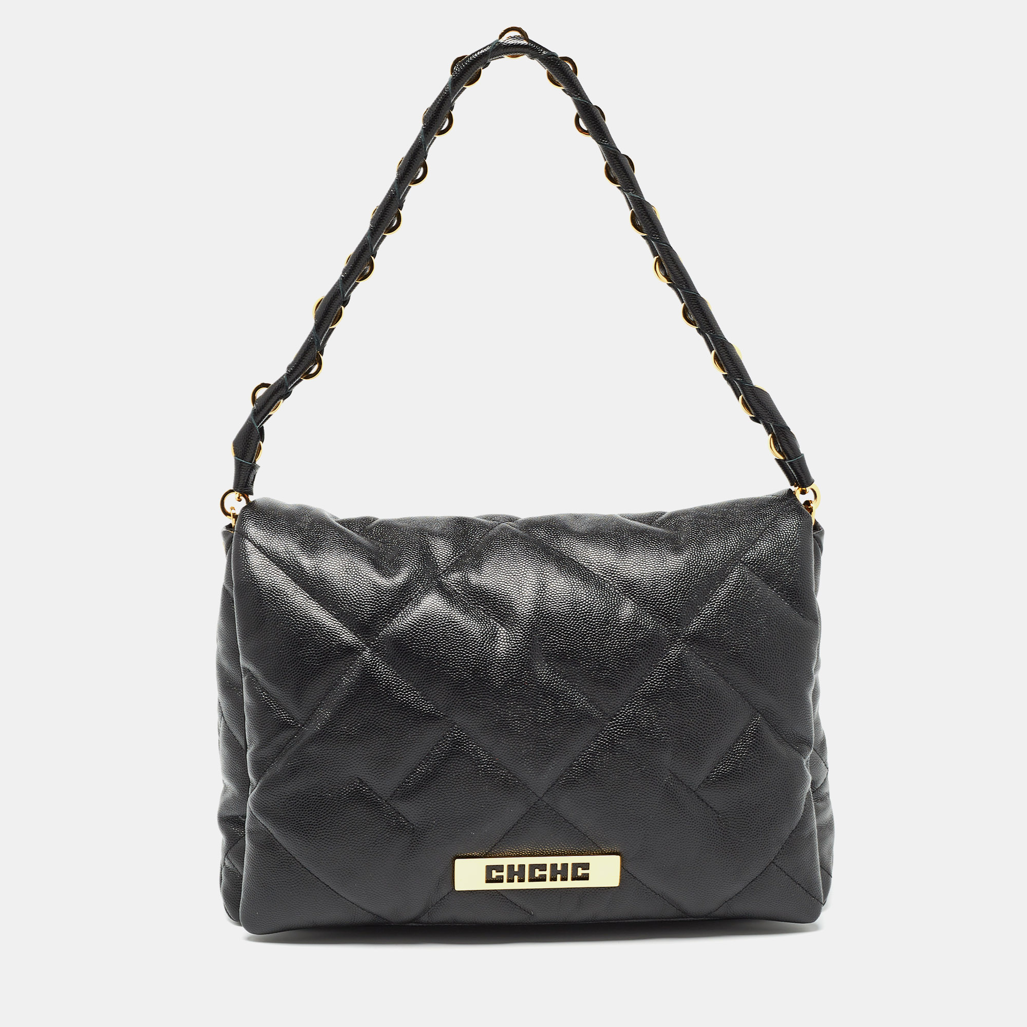 

CH Carolina Herrera Black Quilted Leather  Bimba Soft Shoulder Bag