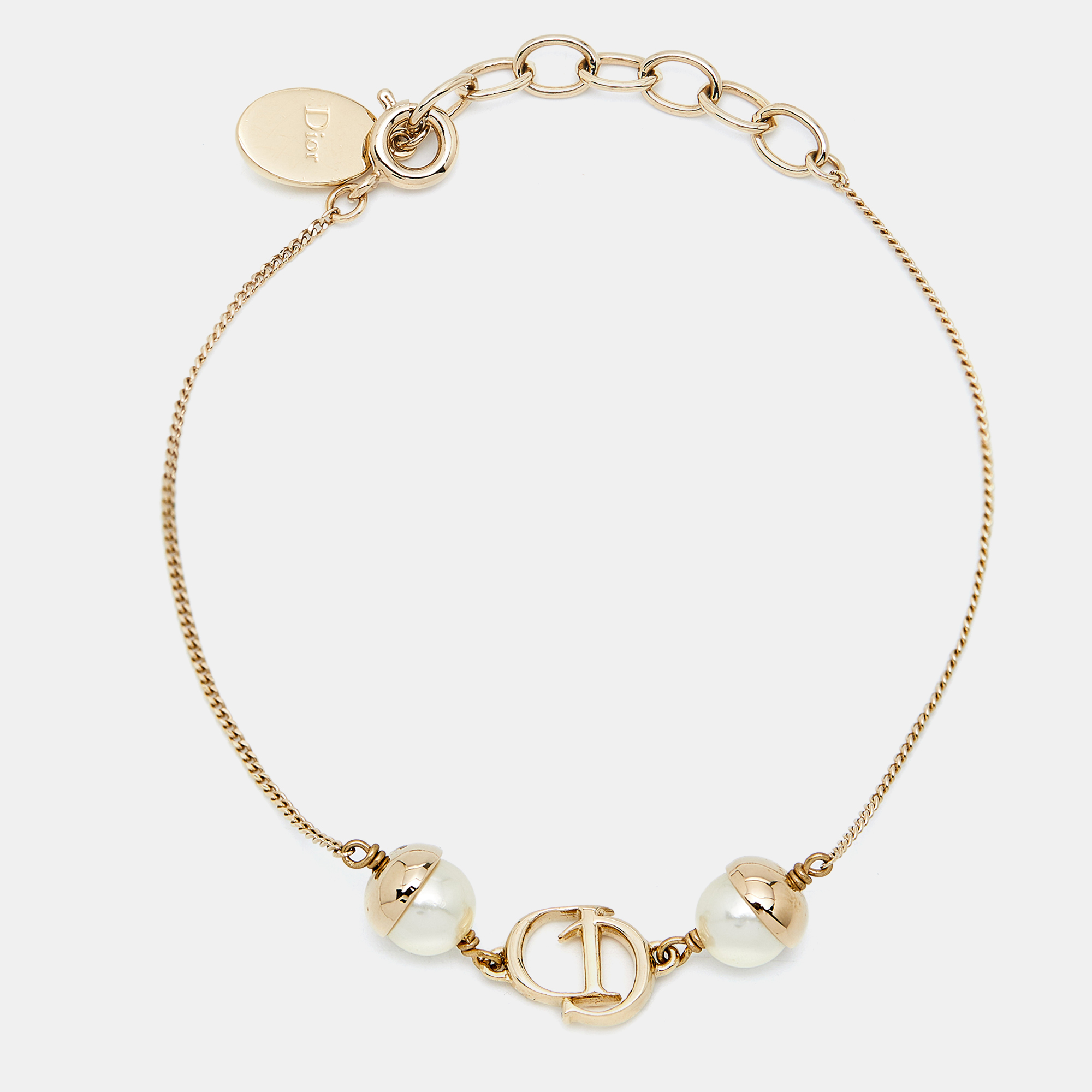 

Dior Mise En DIor Faux Pearl Gold Tone Bracelet