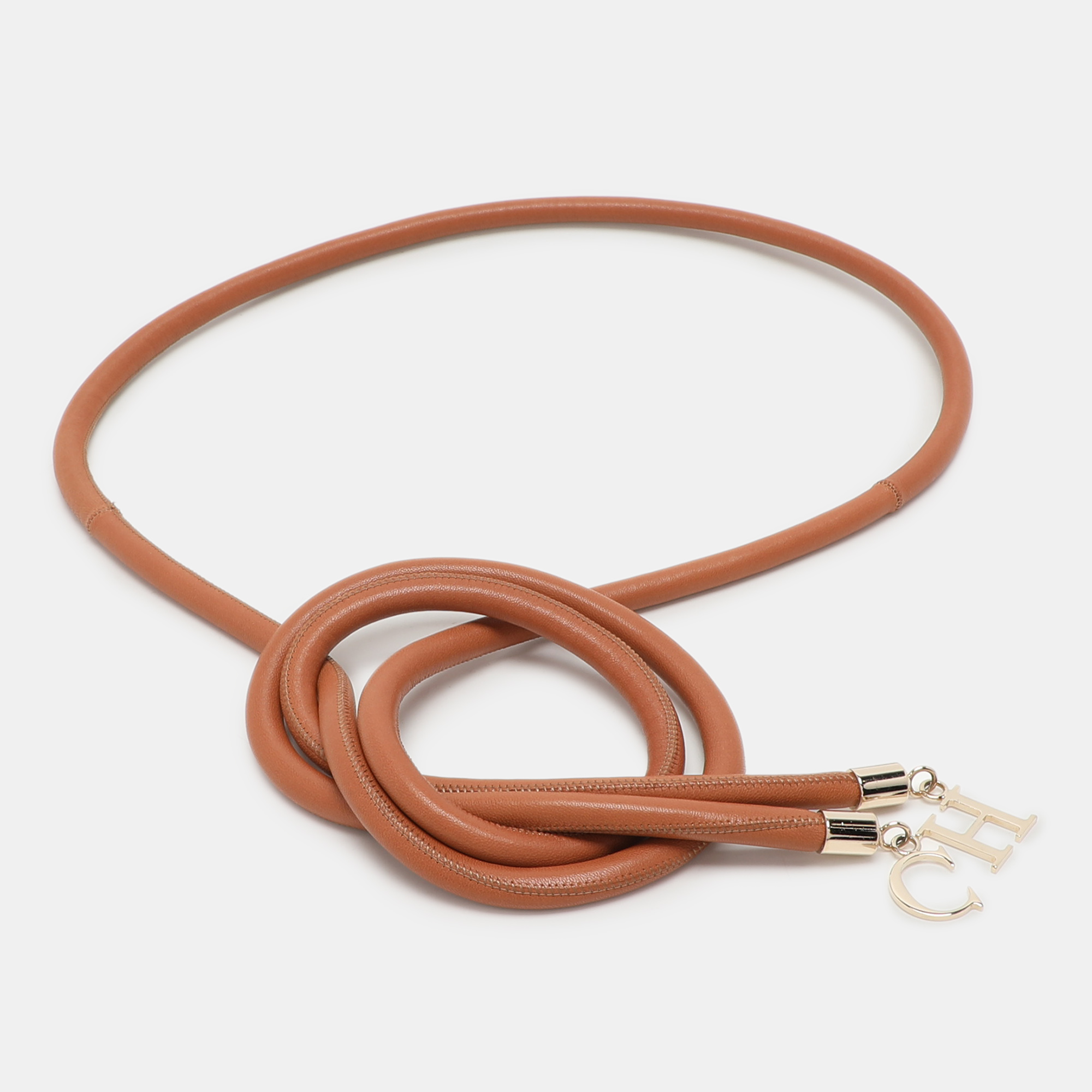 Carolina Herrera Brown Leather Rope Belt 