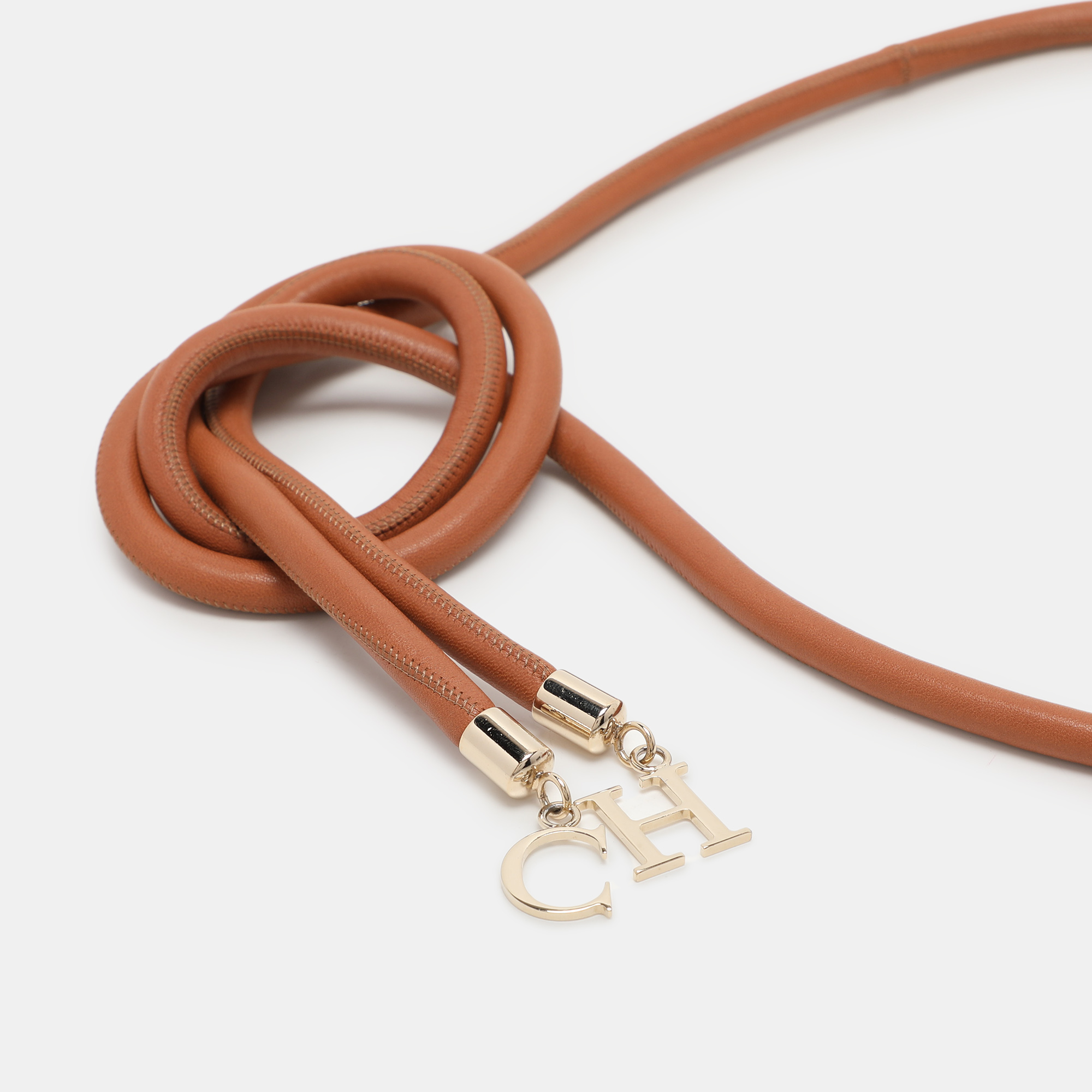 Carolina Herrera Brown Leather Rope Belt 