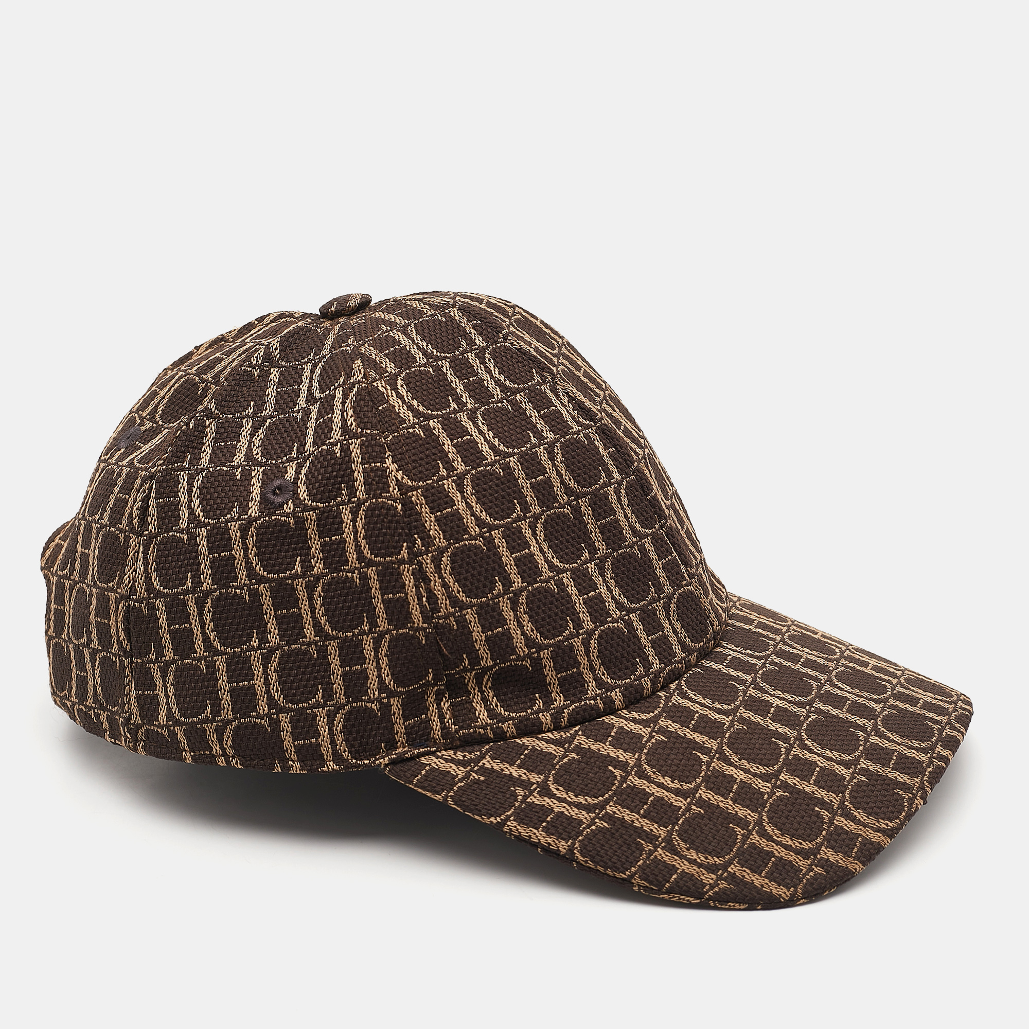 

CH Carolina Herrera Brown Logo Canvas Baseball Cap