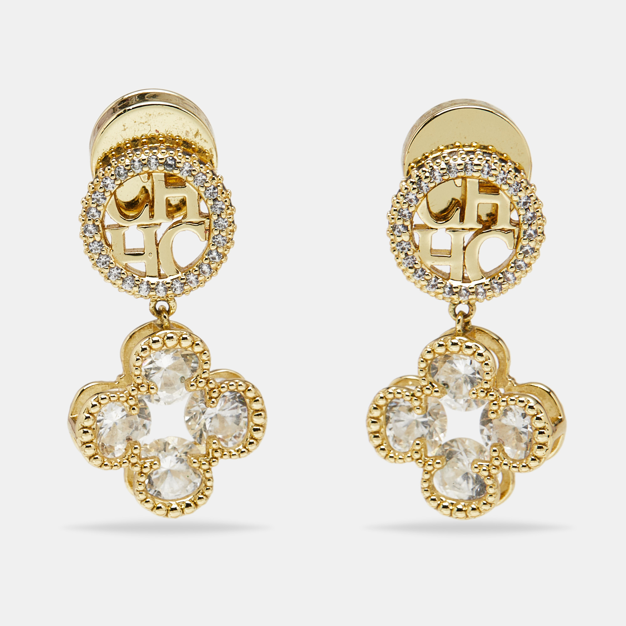 

Carolina Herrera CH Crystals Gold Tone Earrings