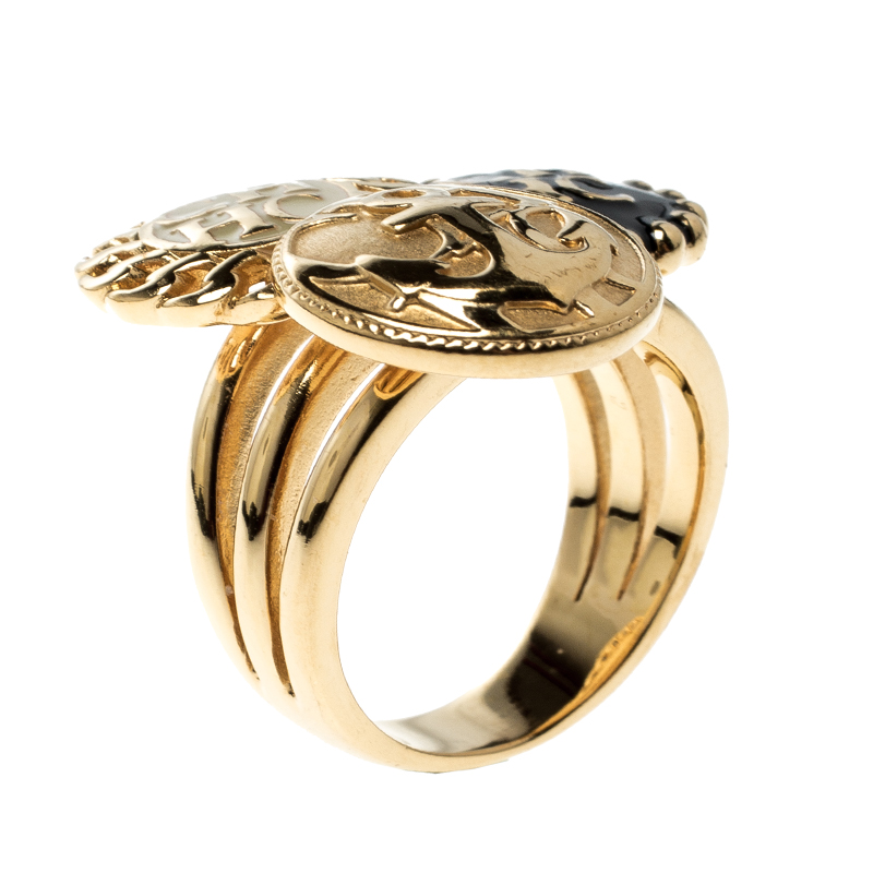 خاتم سي أتش كارولينا هيريرا إيناميل ذهبي اللون مقاس 54.5