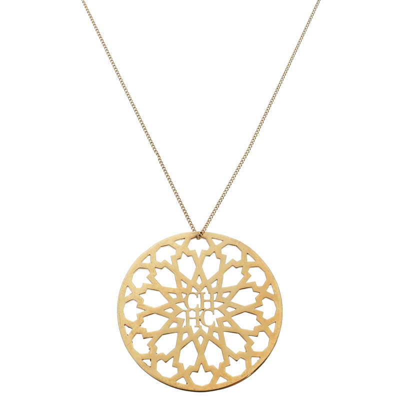 CH Carolina Herrera Gold Tone Medallion Pendant Necklace CH Carolina ...