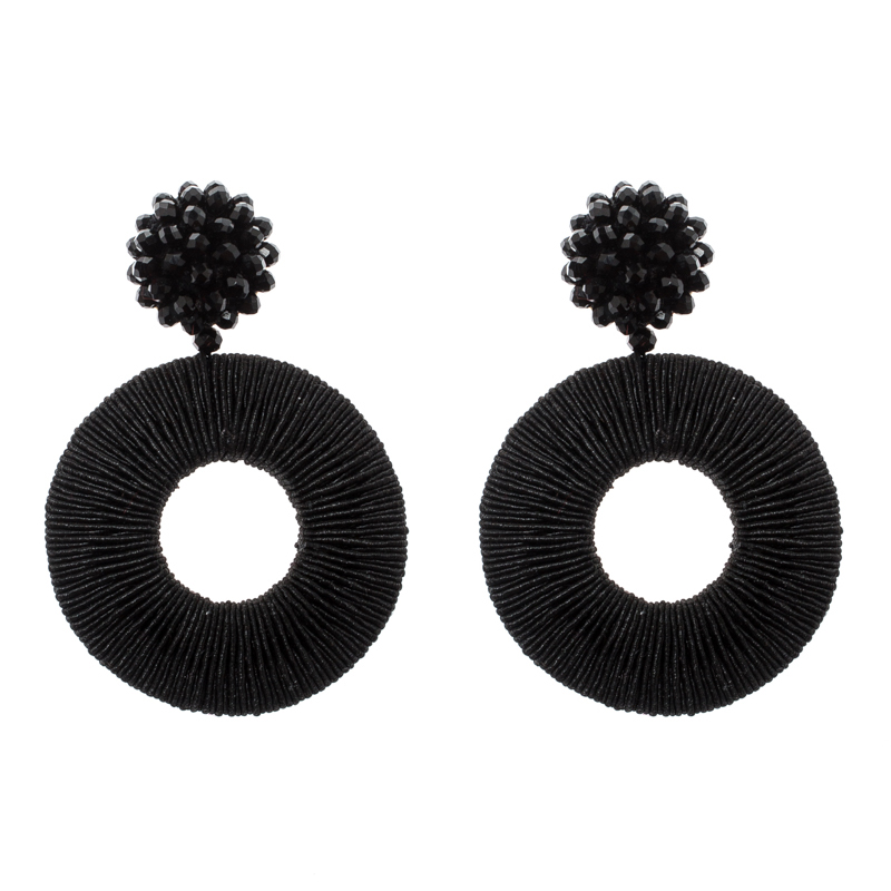 Pre Owned CH Carolina Herrera Black Crystal Studded Monaco Drop Earrings