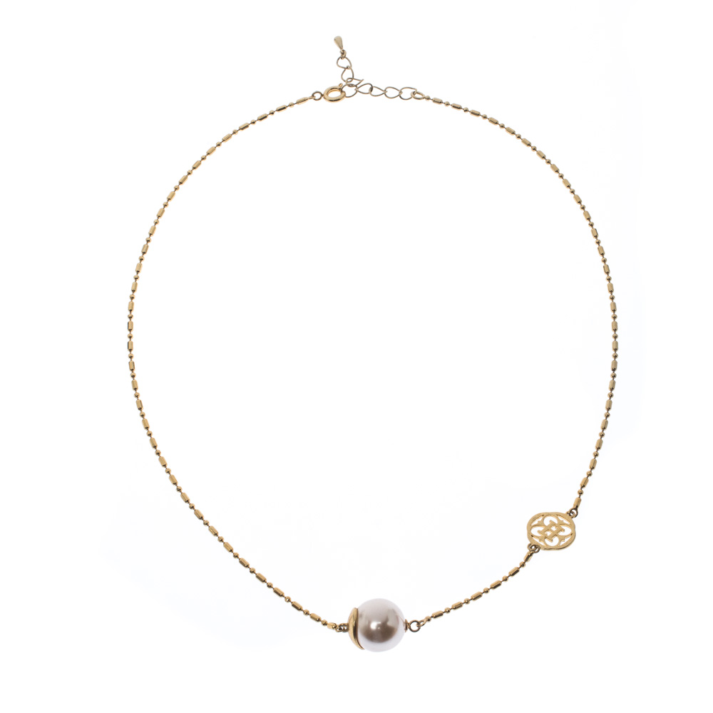 

Carolina Herrera Faux Pearl Gold Tone Necklace