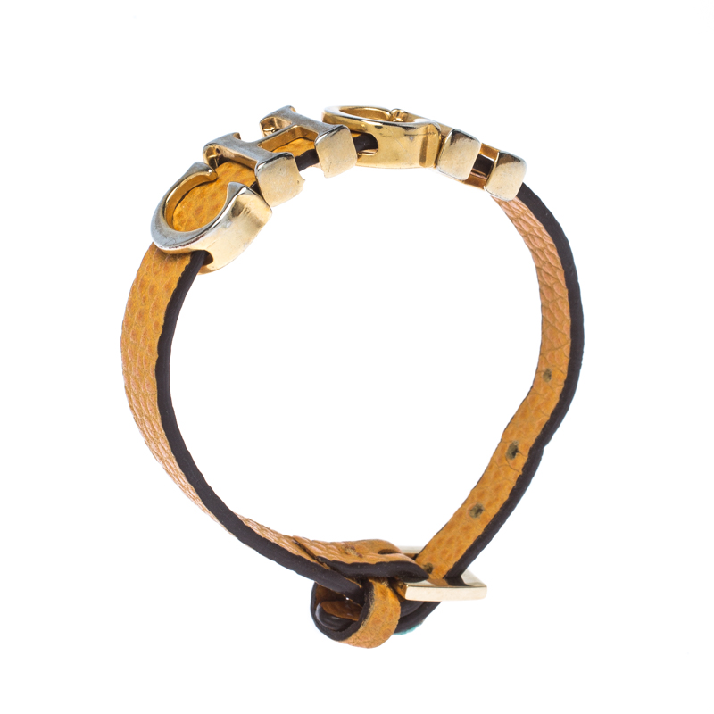 

CH Carolina Herrera Yellow Leather Gold Tone Logo Charm Bracelet