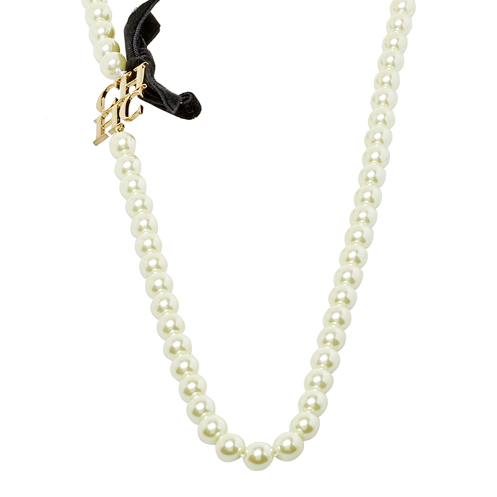 

CH Carolina Herrera Logo Faux Pearl Long Strand Necklace, Cream