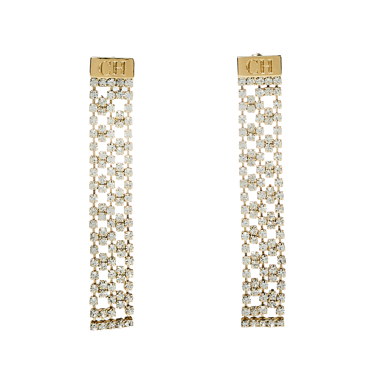 

Carolina Herrera Gold Tone Crystal Mesh Drop Earrings