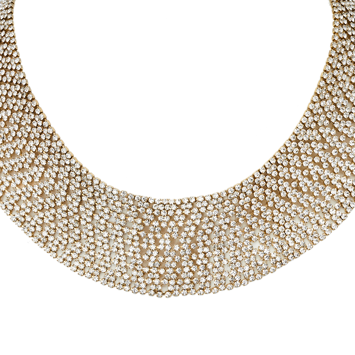 

Carolina Herrera Gold Tone Crystal Mesh Band Necklace