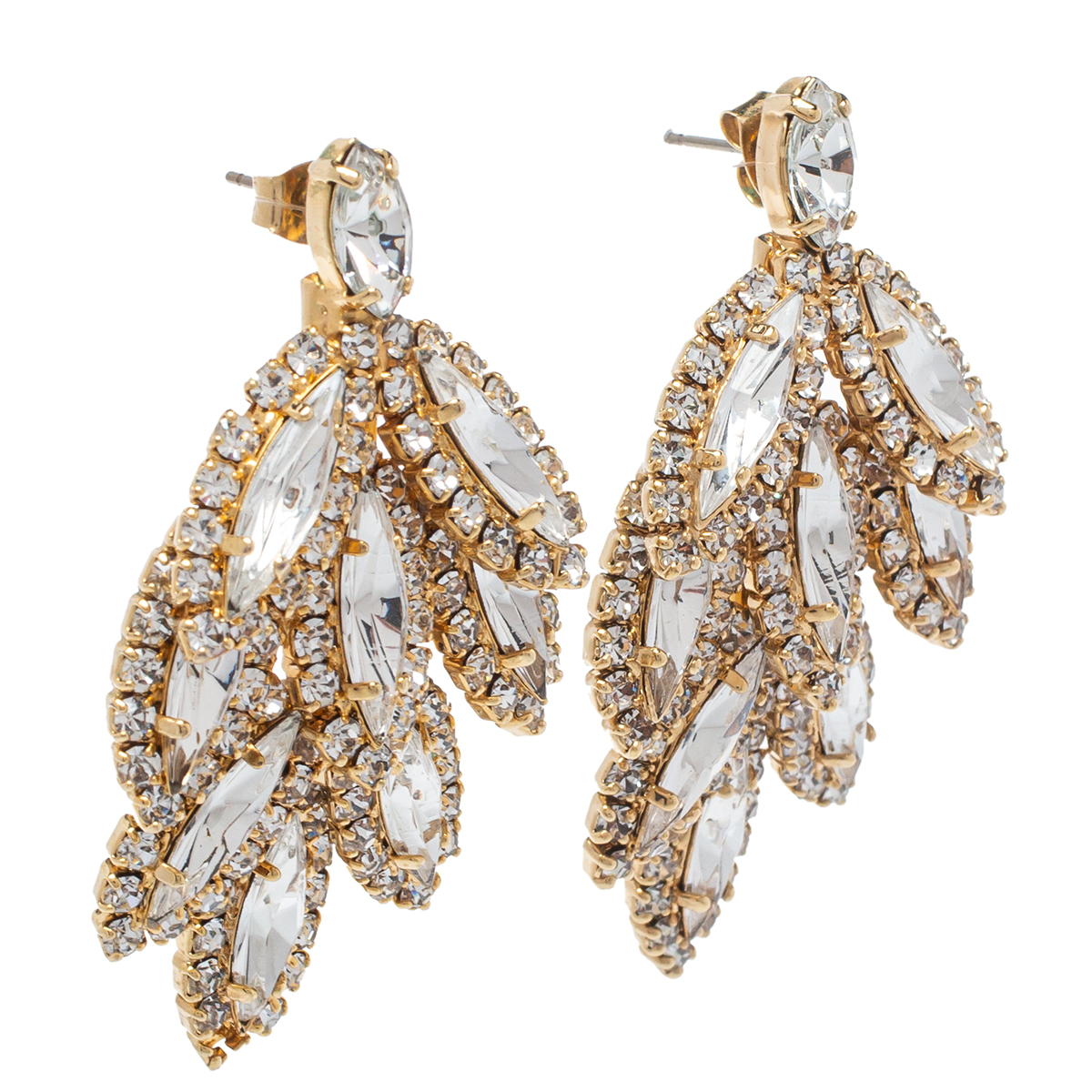 

Carolina Herrera Crystal Gold Tone Chandelier Earrings