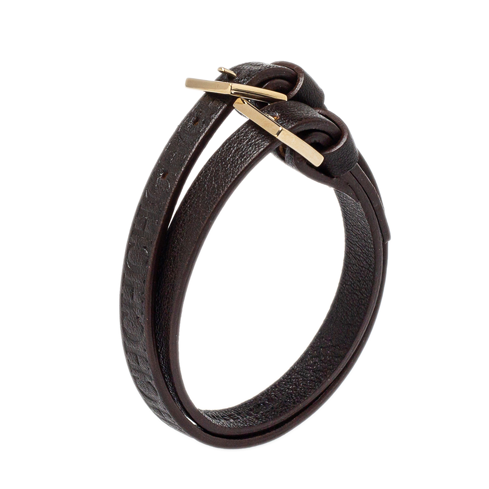 

CH Carolina Herrera Dark Brown Monogram Leather Wrap Bracelet Set