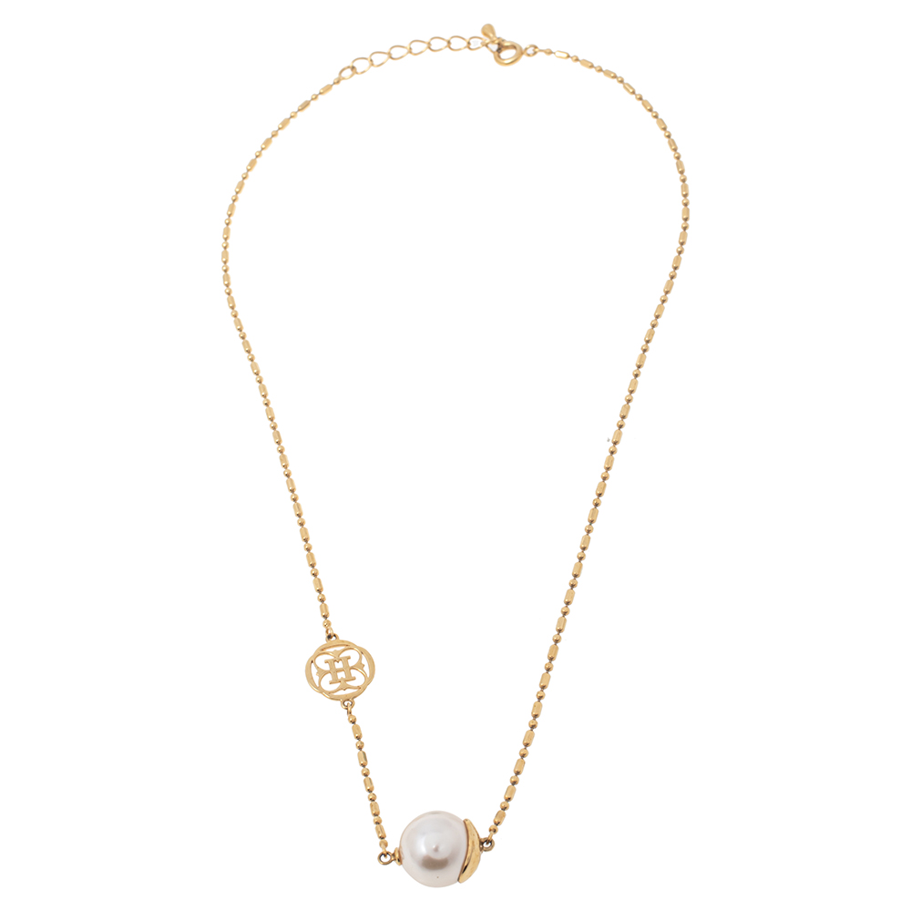 

CH Carolina Herrera Faux Pearl Gold Tone Station Necklace