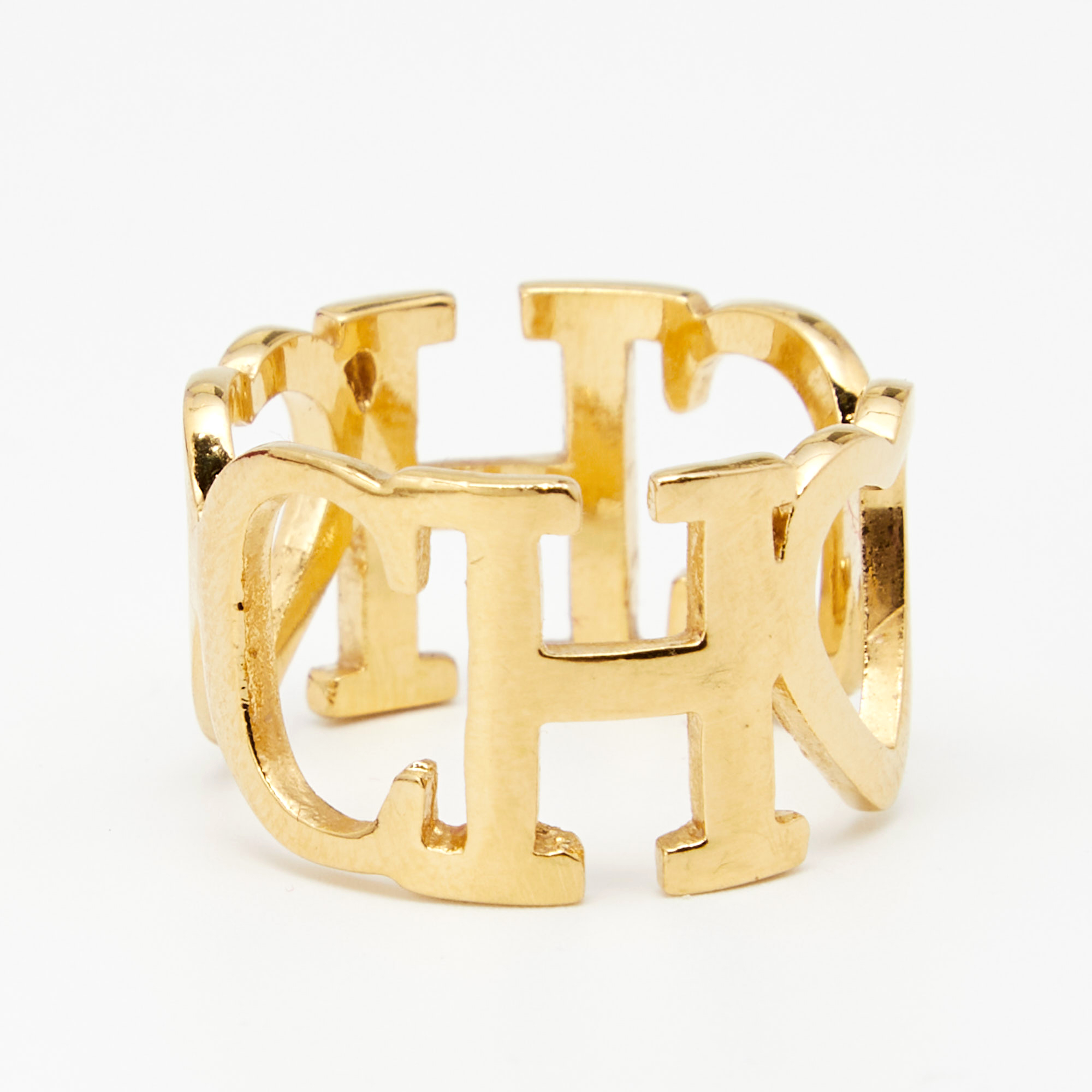 

CH Carolina Herrera CH Gold Tone Between the Line Ring EU 54