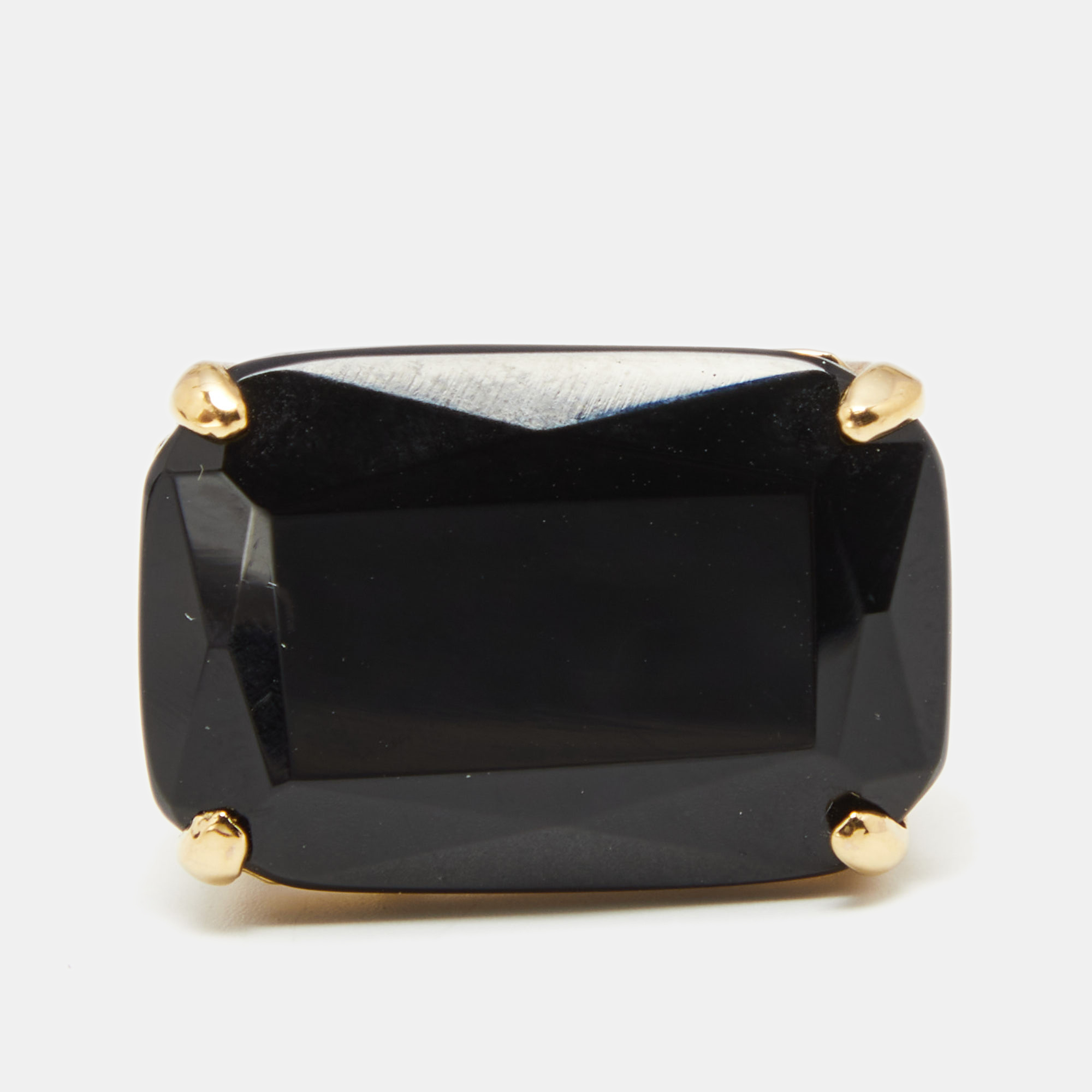 

CH Carolina Herrera Opaque Black Faceted Stone Gold Tone Ring Size