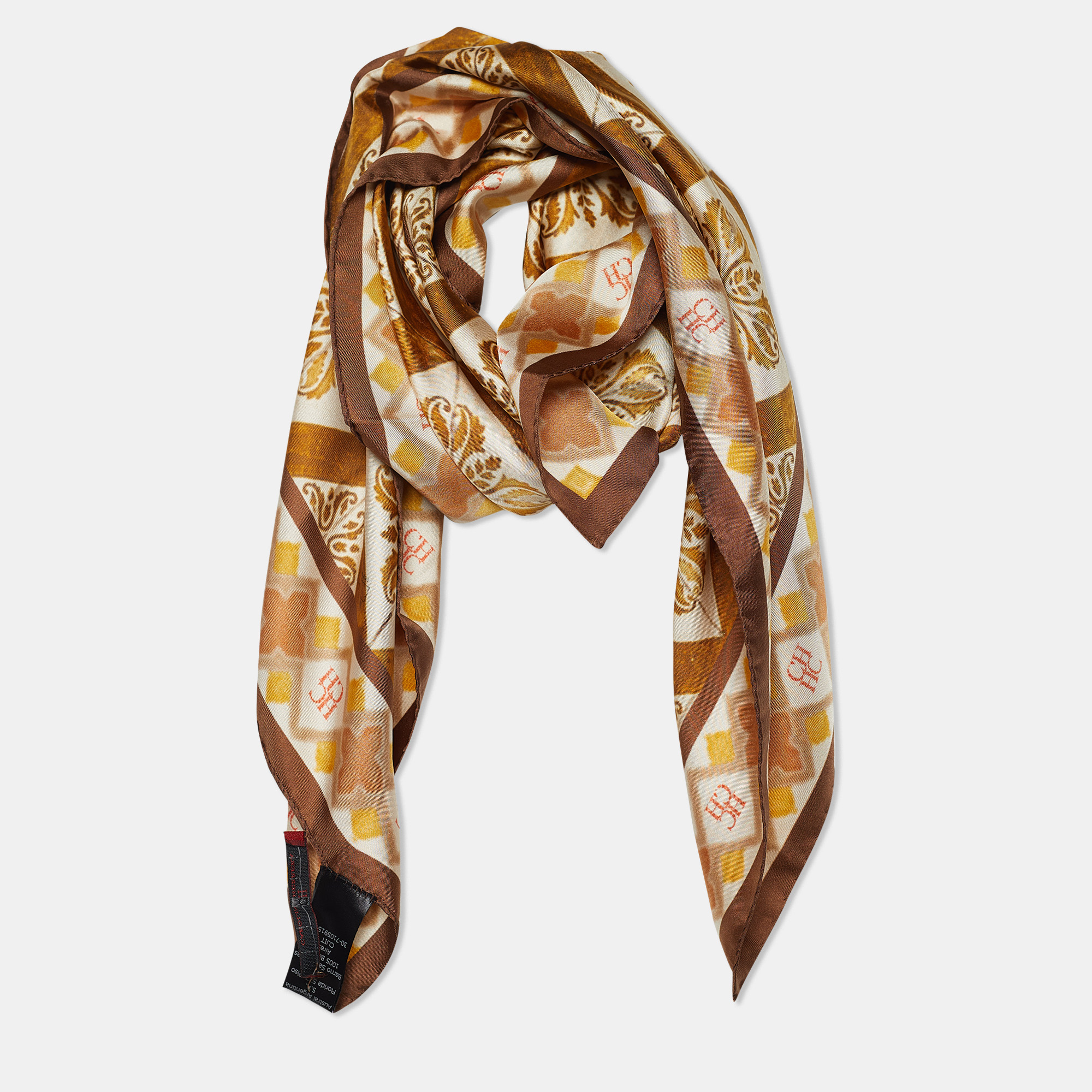 

CH Carolina Herrera Brown Printed Silk Scarf