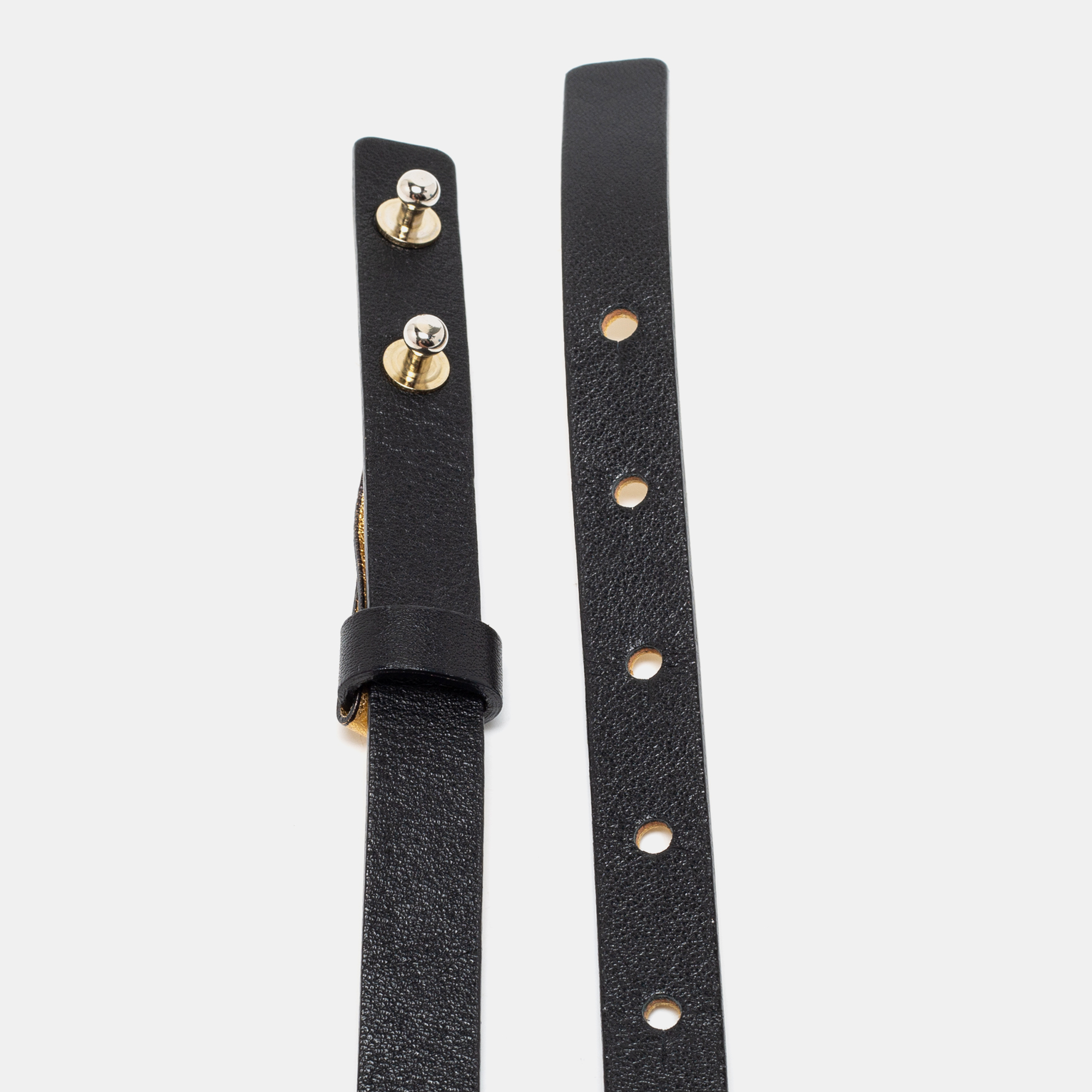 

CH Carolina Herrera Black Leather Bow Slim Belt