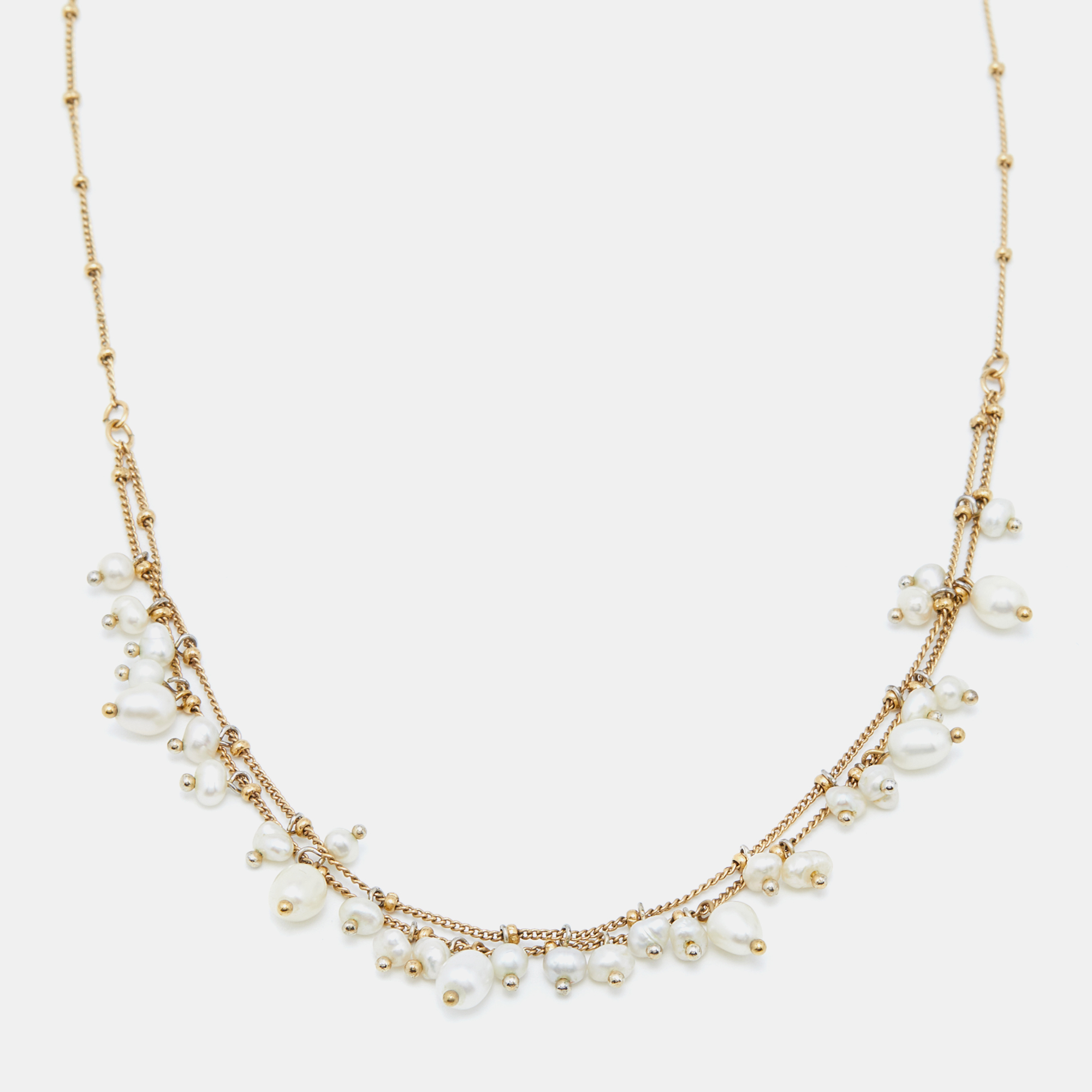 

CH Carolina Herrera Gold Tone Pearl Layered Necklace, White