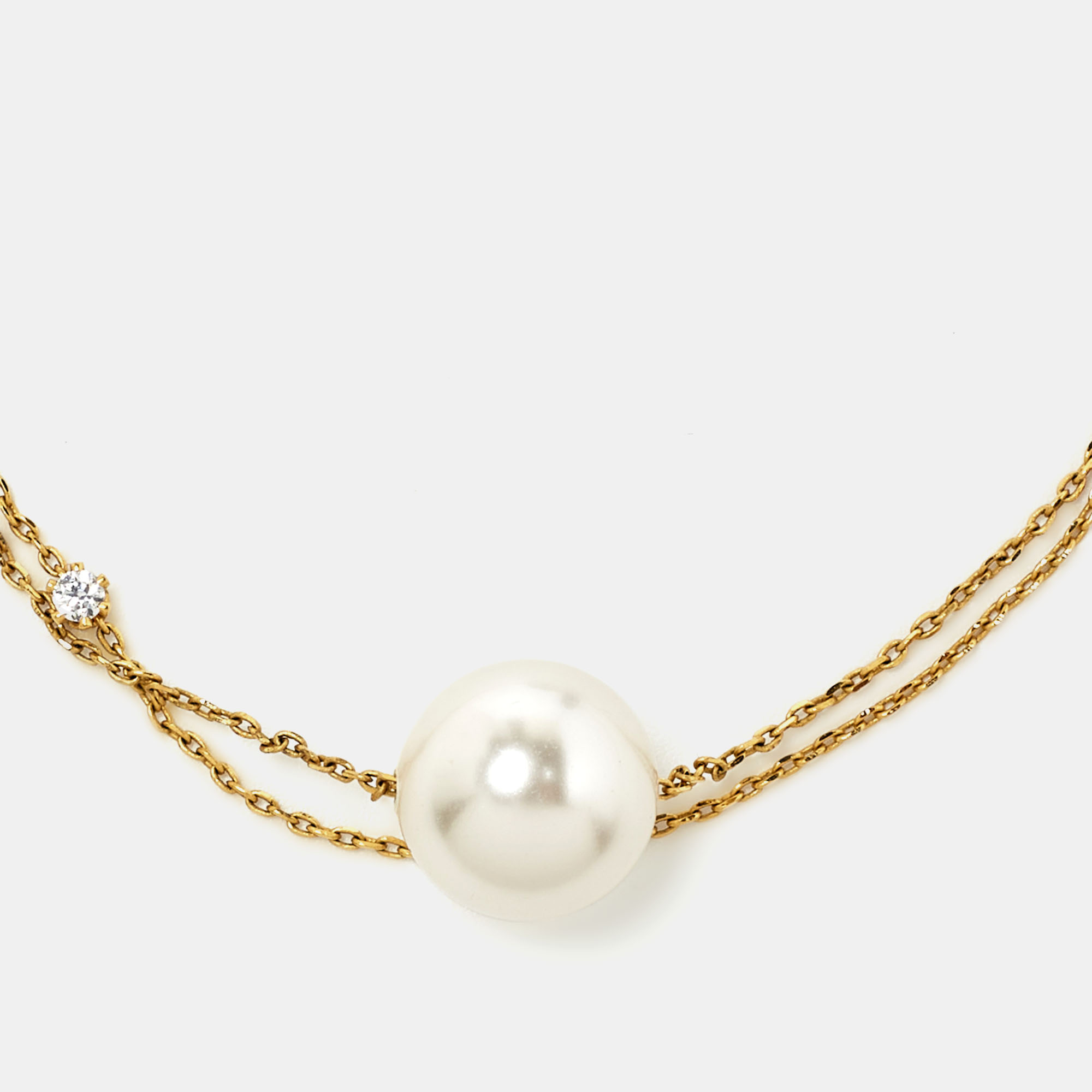 

Carolina Herrera Crystal Faux Pearl Gold Tone Sterling Silver Bracelet