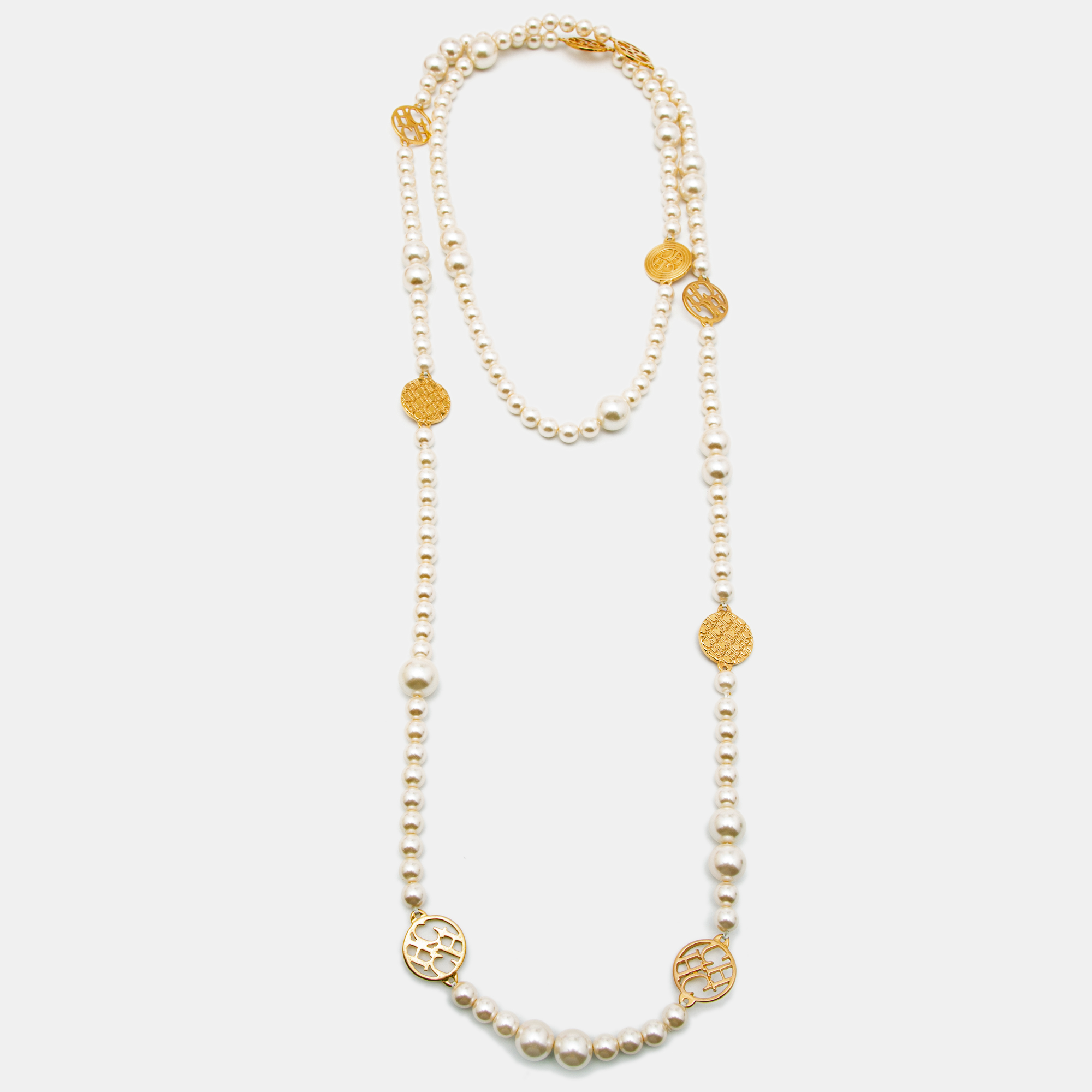 Pre Owned CH Carolina Herrera Gold Tone A Day For Love Layered Necklace