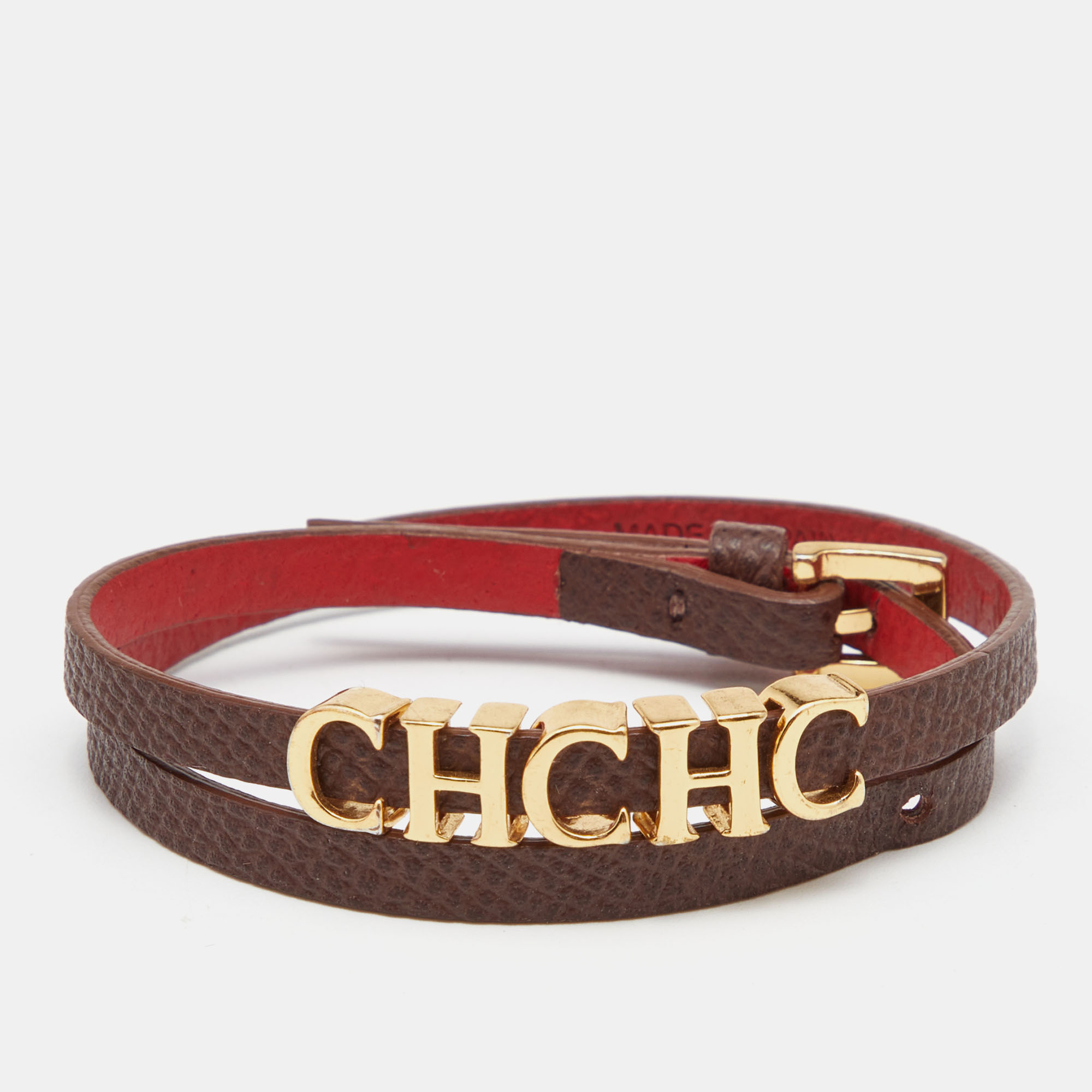 

CH Carolina Herrera Brown Leather Double Wrap Bracelet