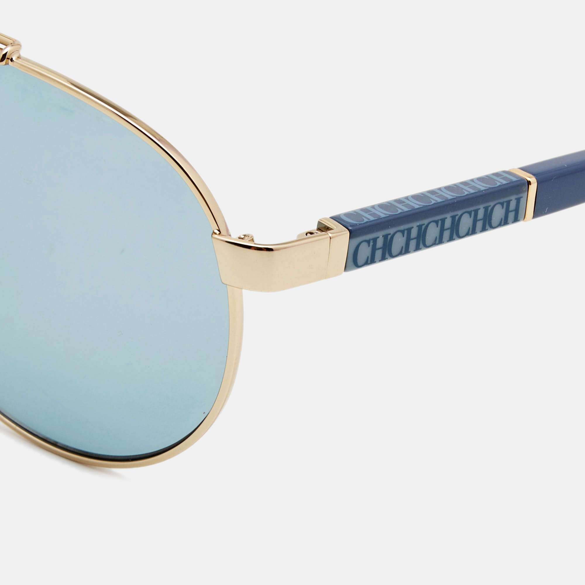 

CH Carolina Herrera Gold Tone/Blue SHE088 Aviator Sunglasses