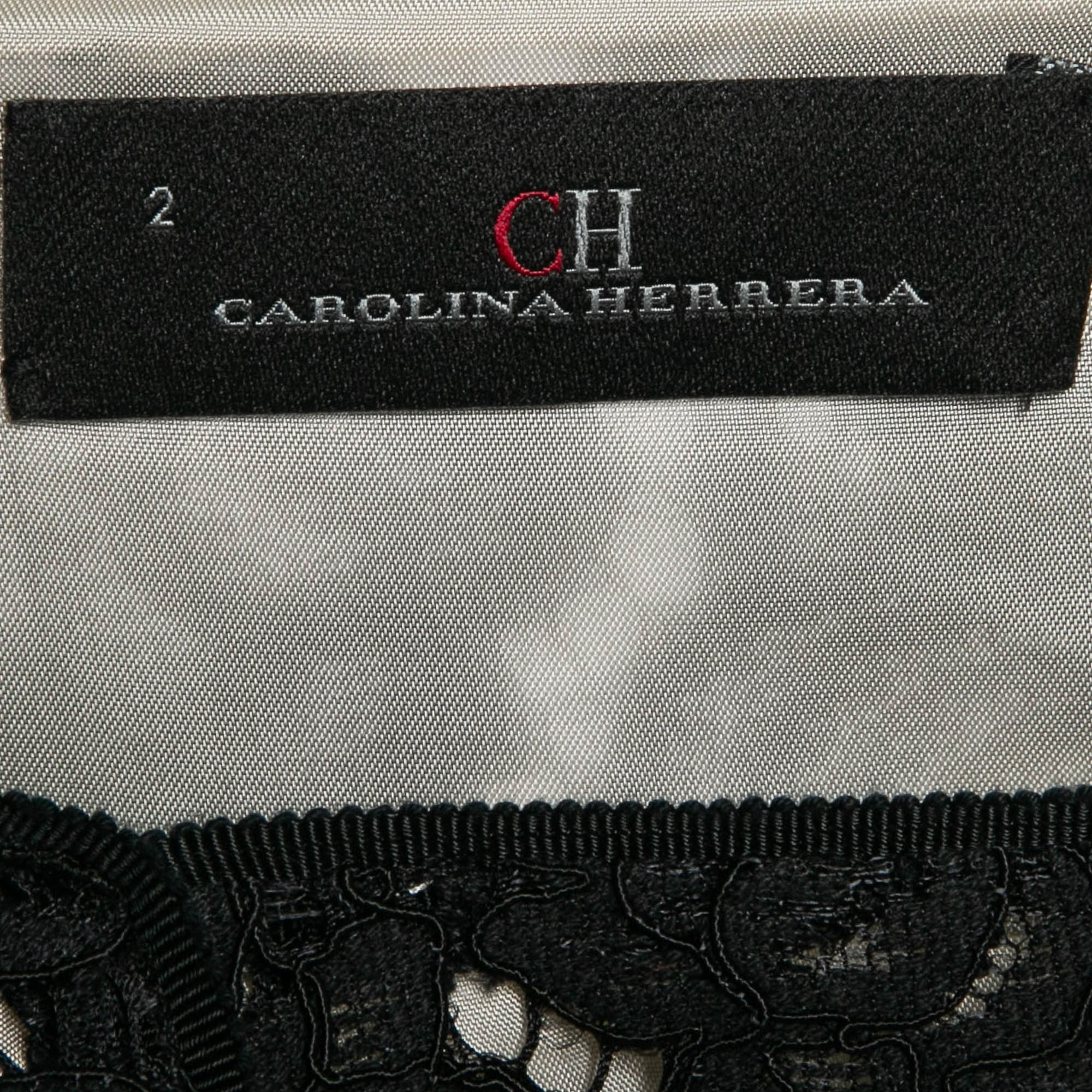 CH Carolina Herrera Black Lace Sleeveless Gown S 