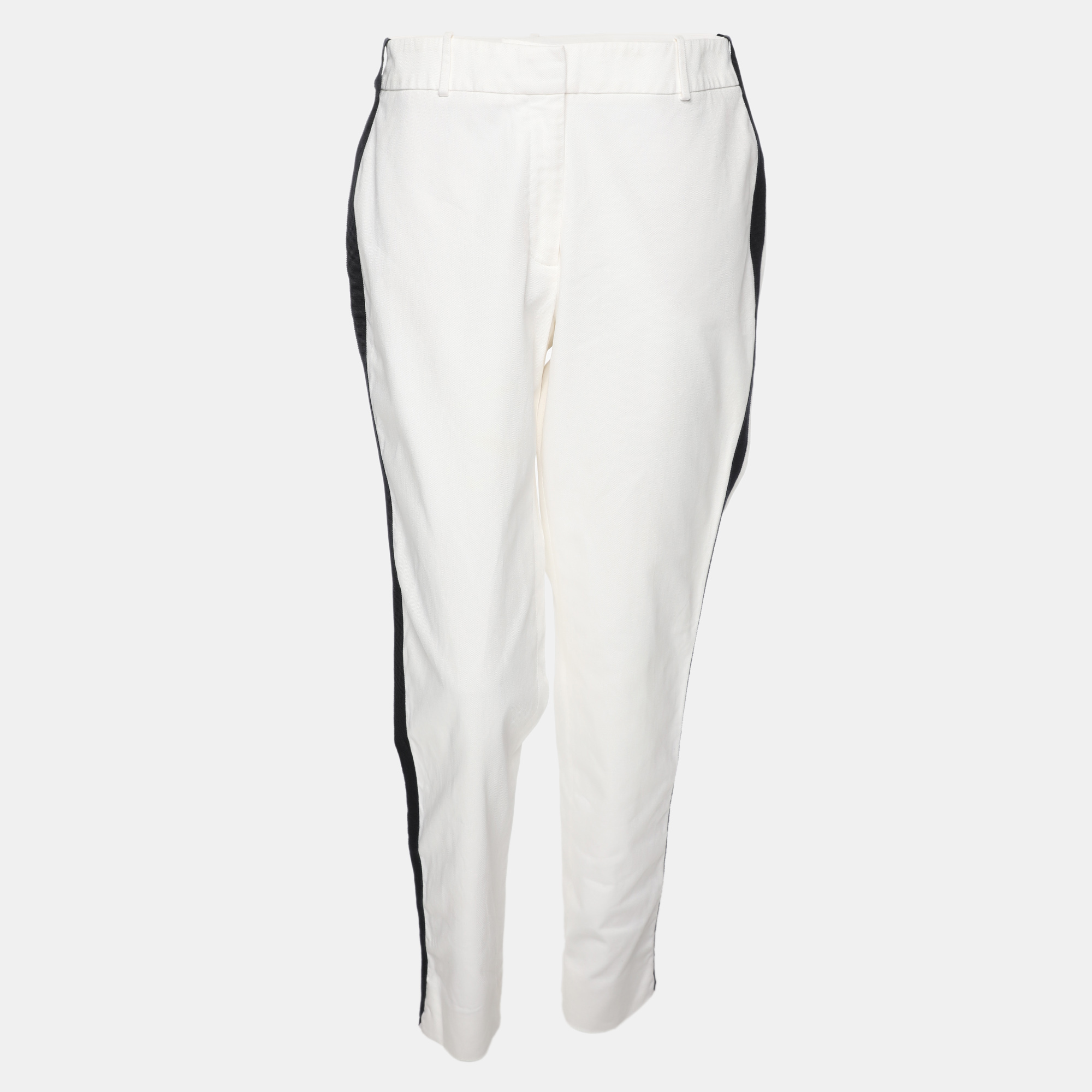 

CH Carolina Herrera White Cotton Blend Side Tape Trousers M