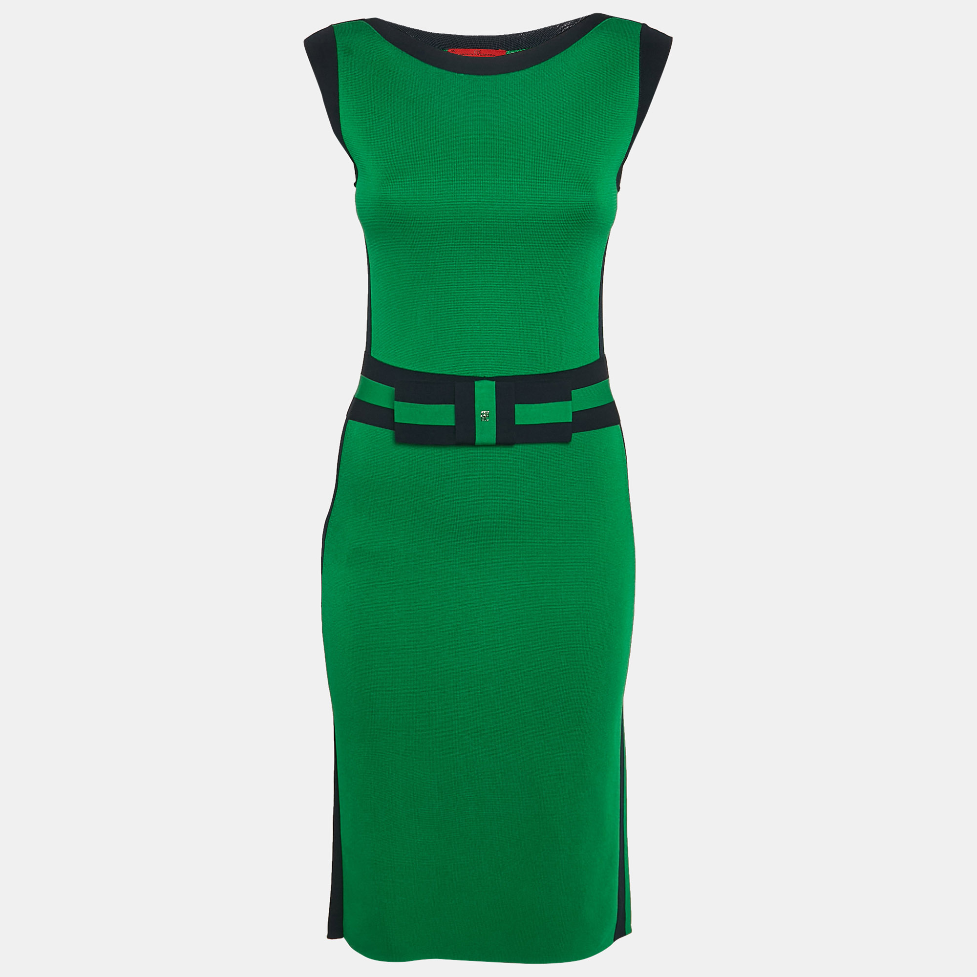 Pre-owned Ch Carolina Herrera Green Knit Sleeveless Short Dress Xs