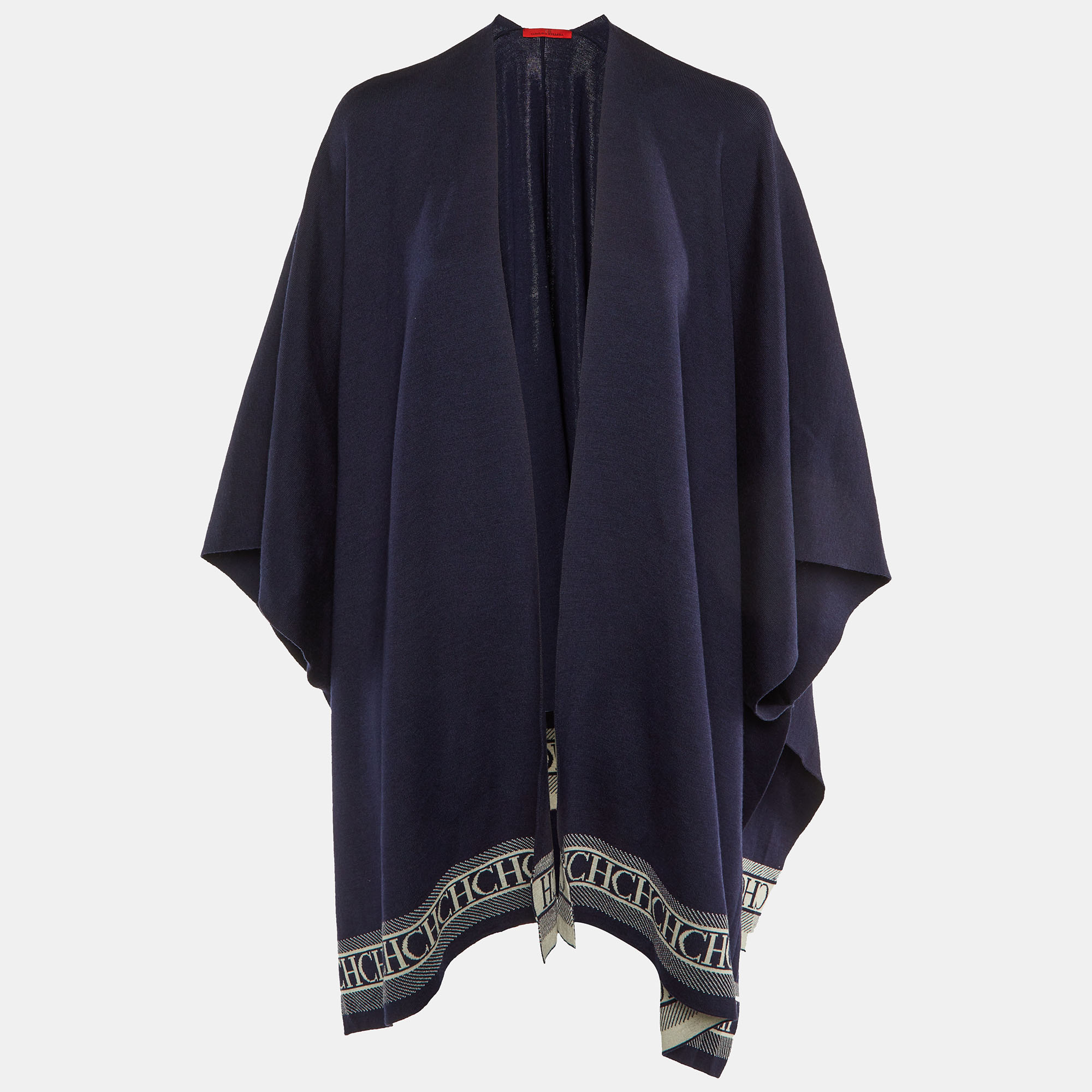 

CH Carolina Herrera Navy Blue Wool Knit Poncho